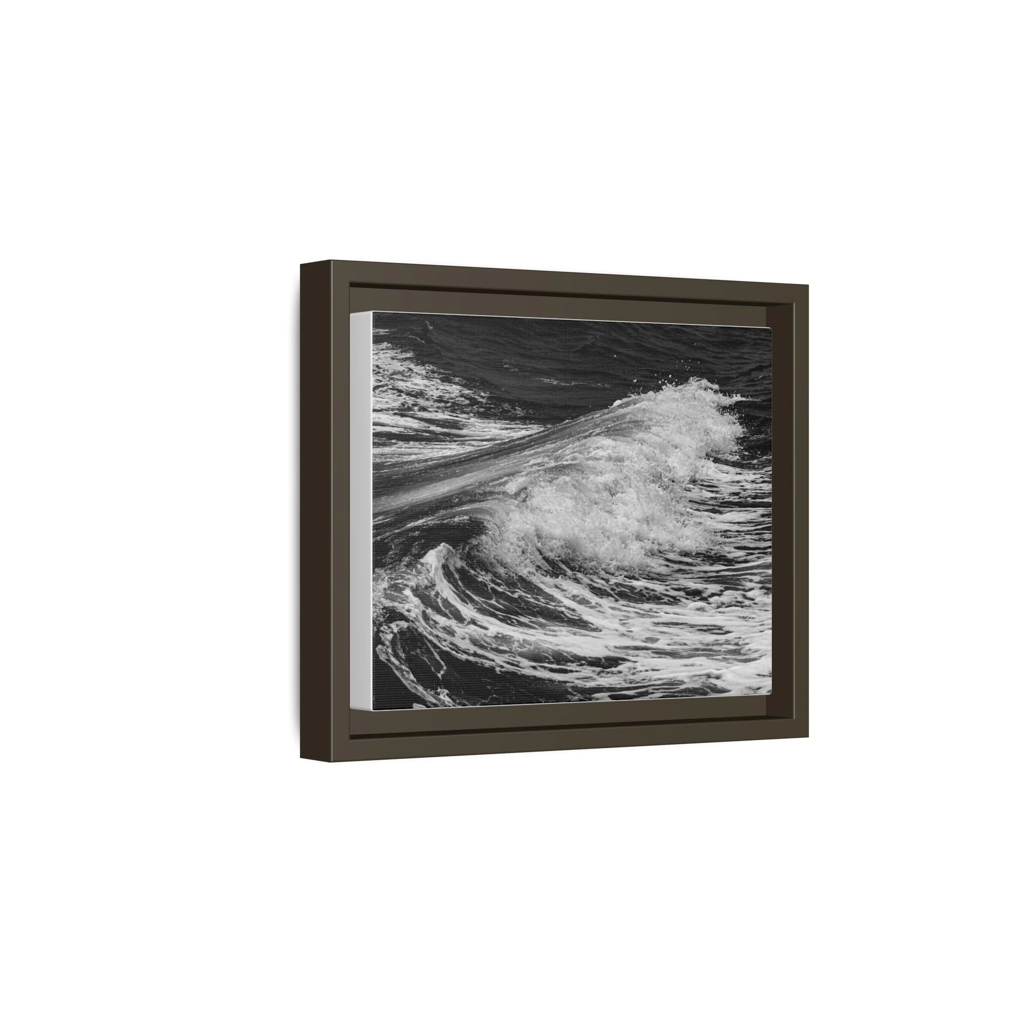 Minimalist framed canvas featuring monochrome ocean wave motion from Maui