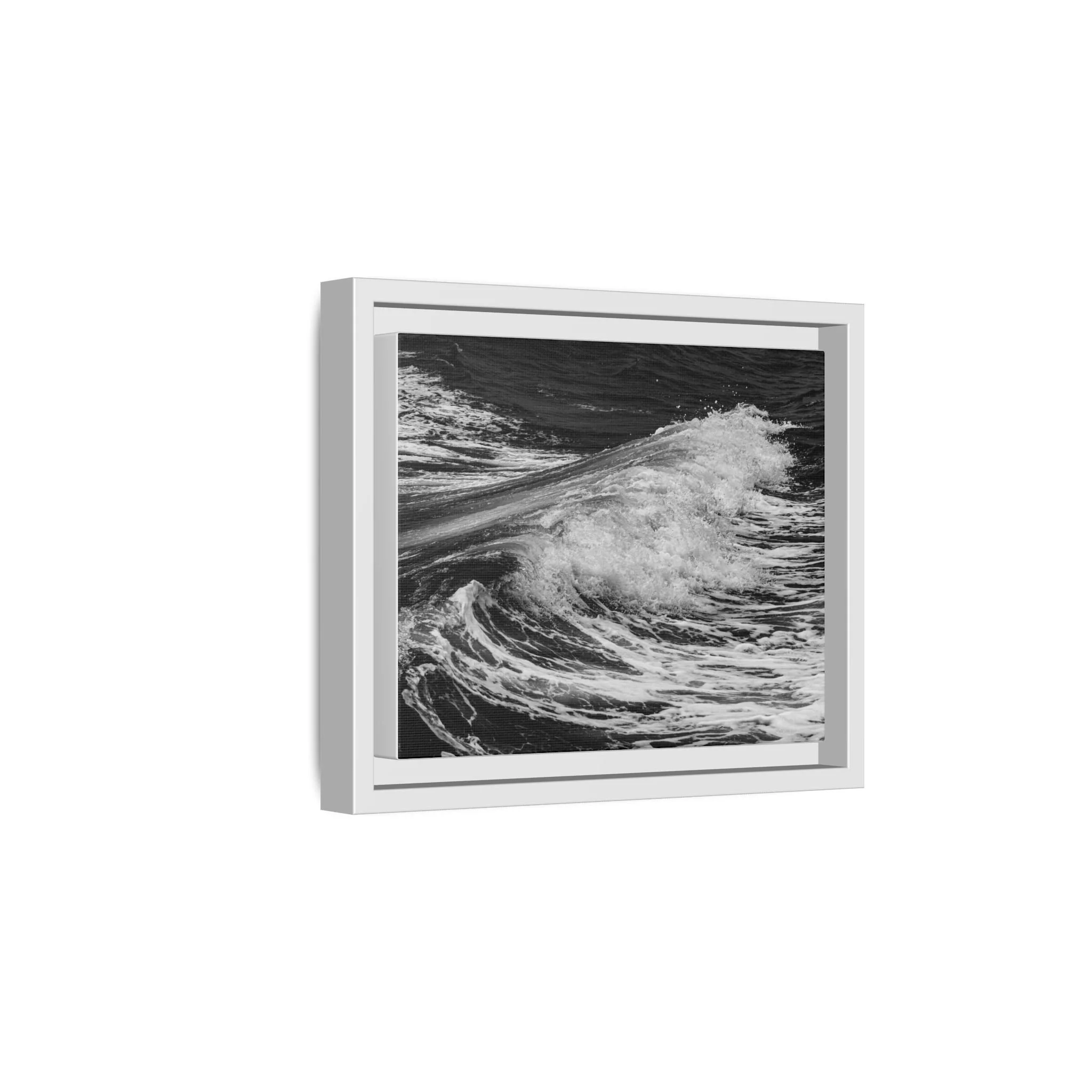Black and white Maui wave photography printed on framed canvas wall art