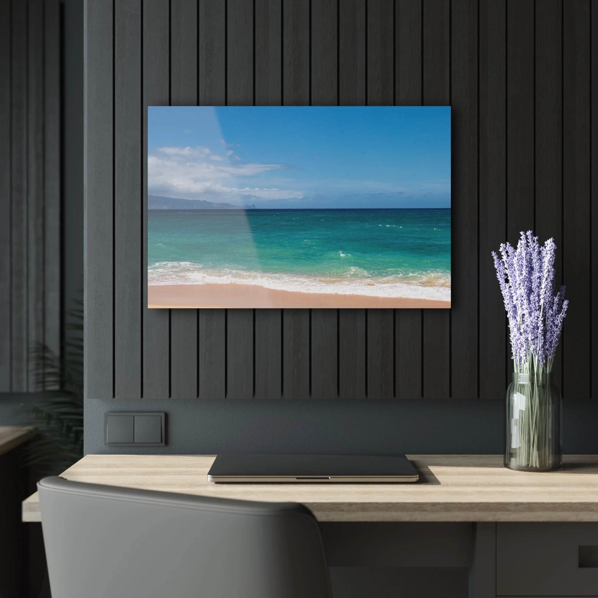 Baldwin Beach Turquoise Ocean - Original Maui Acrylic Wall Art