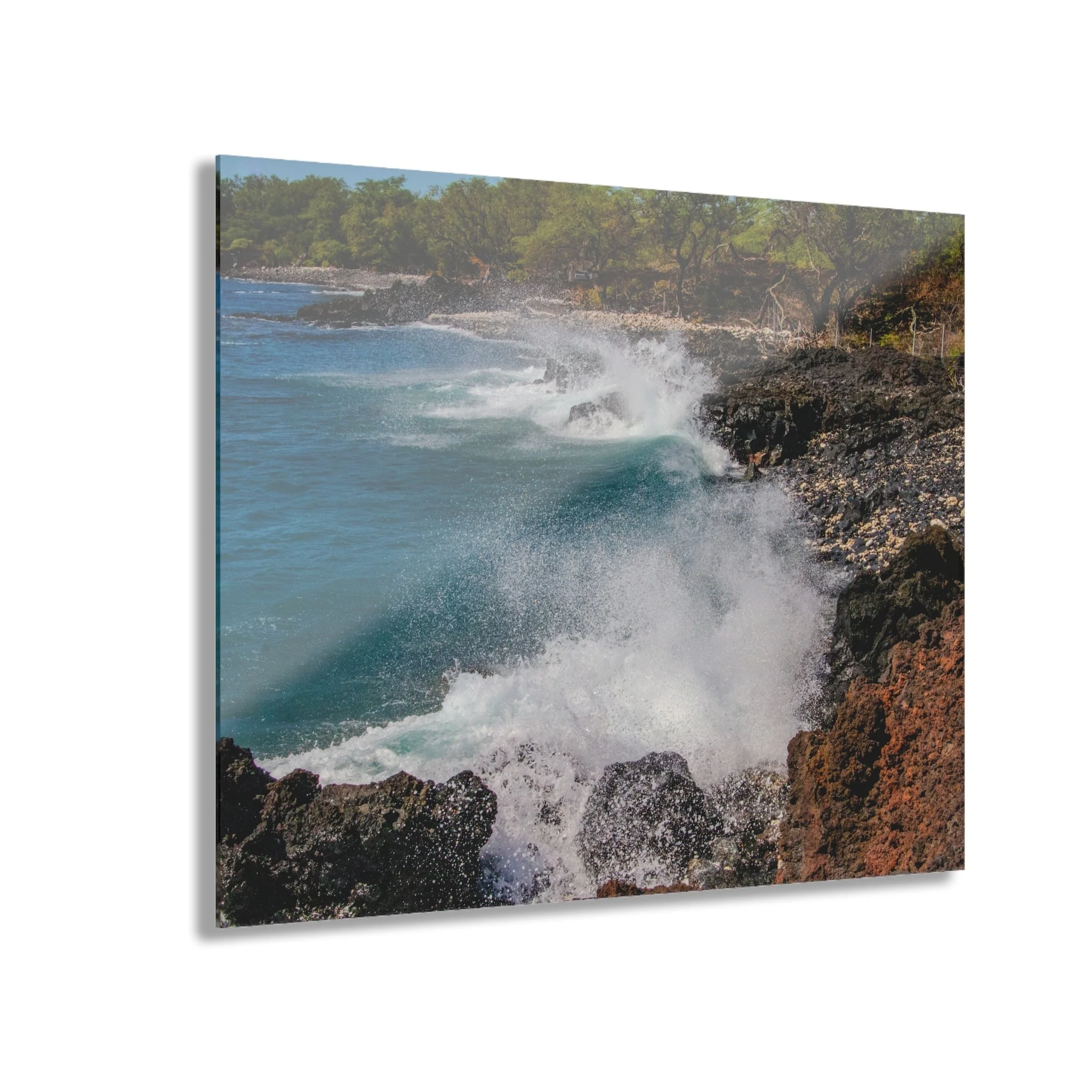 La Perouse Wave Strike | Lava Rock Collission - Original Maui Coastal Acrylic Wall Art