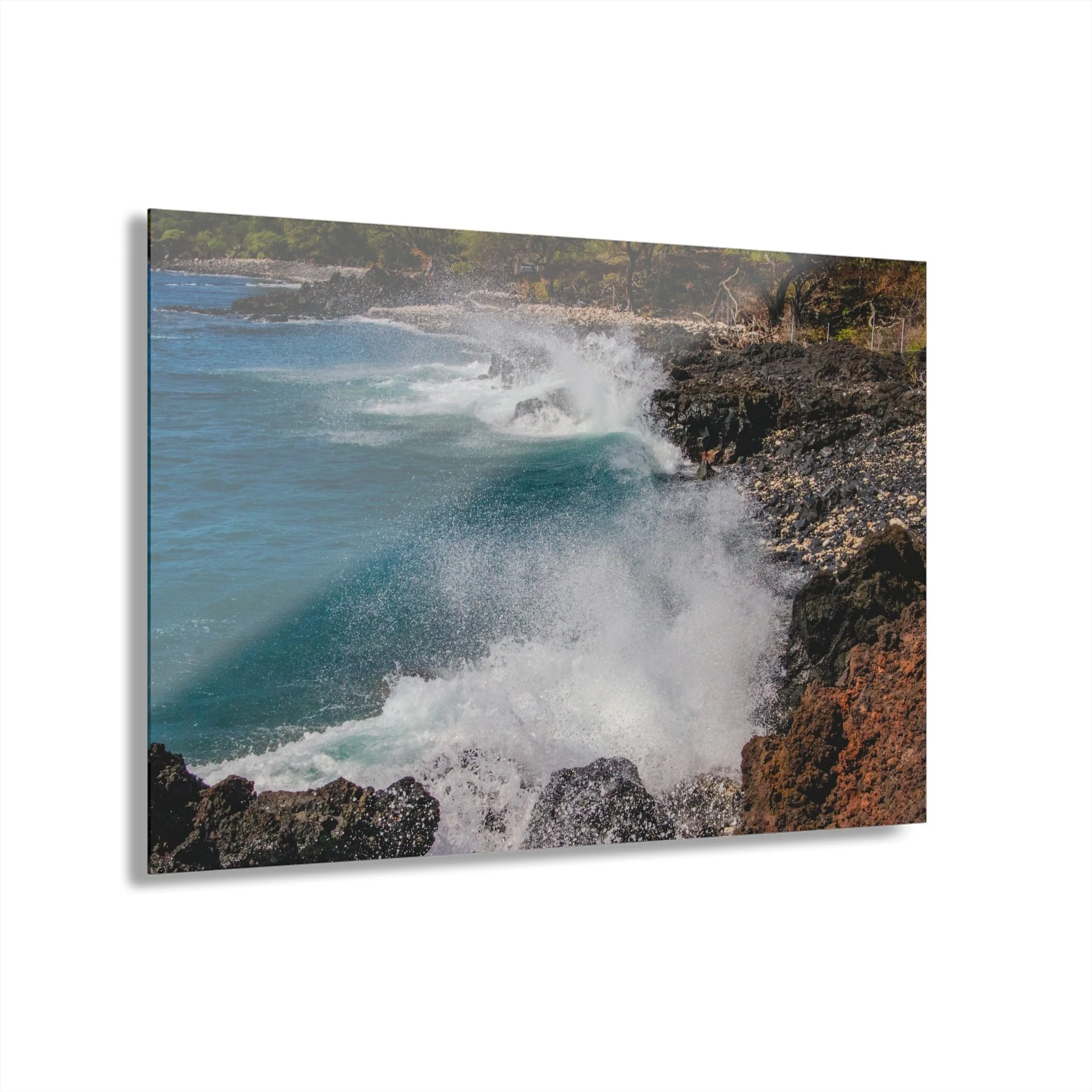 La Perouse Wave Strike | Lava Rock Collission - Original Maui Coastal Acrylic Wall Art