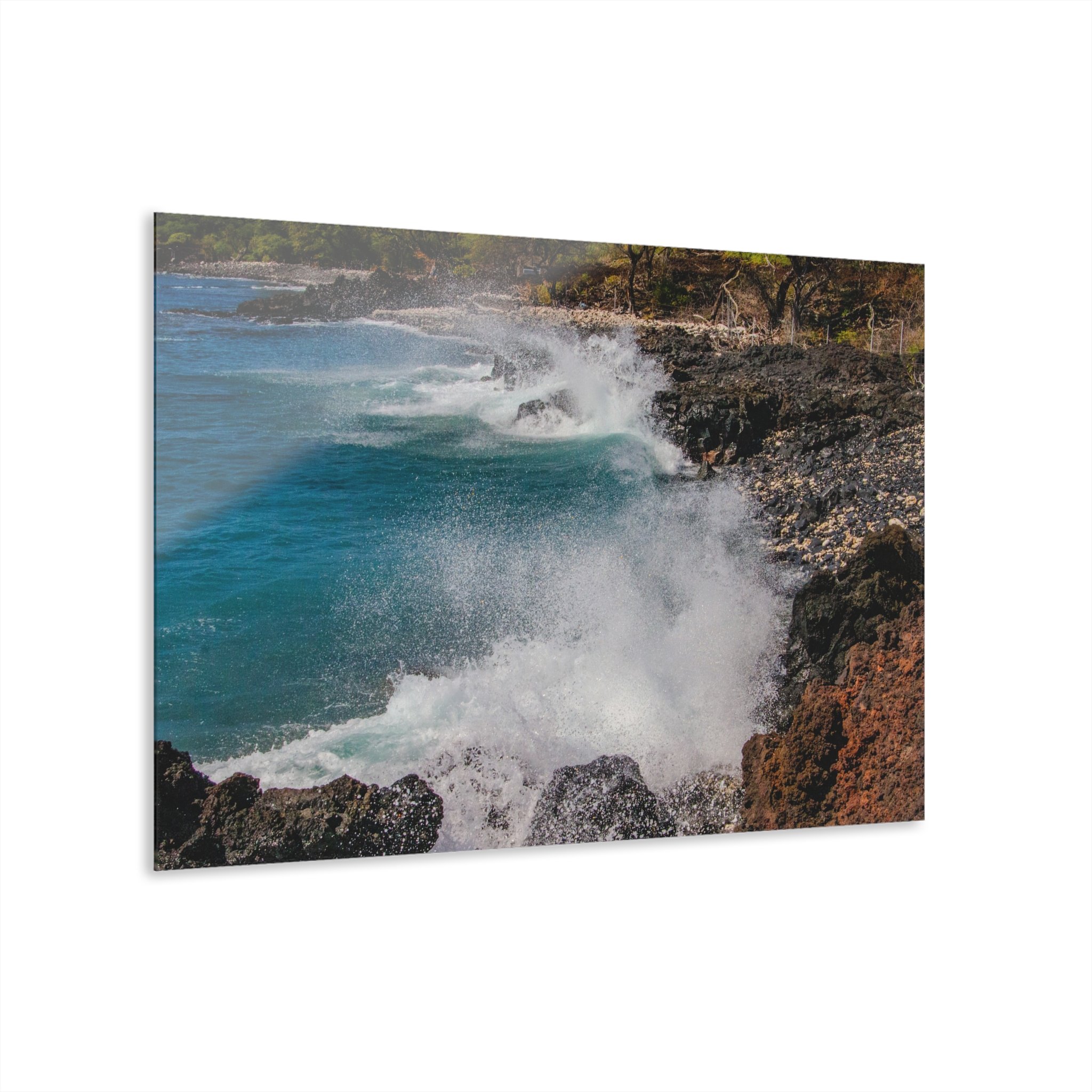 La Perouse Wave Strike | Lava Rock Collission - Original Maui Coastal Acrylic Wall Art