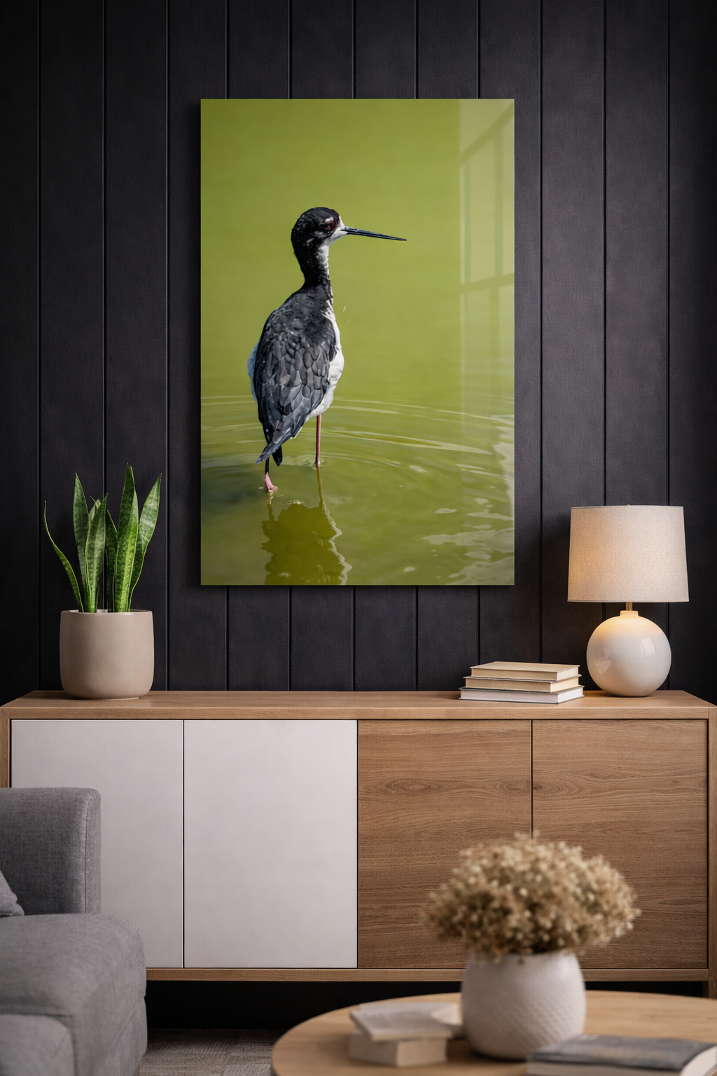 Hawaiian Stilt Portrait –  Original Maui Bird Acrylic Wall Art Decor