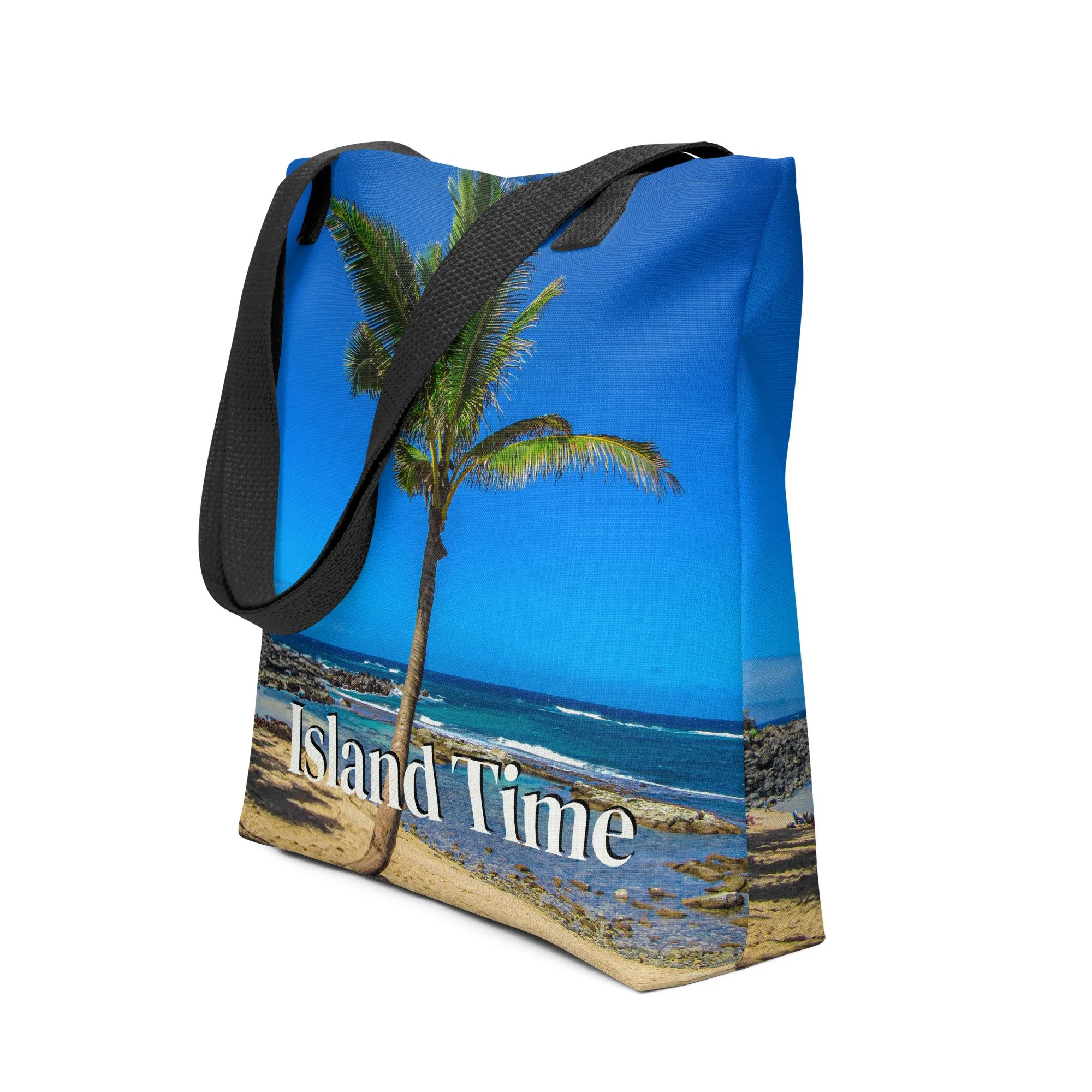 Island Time Ocean View Palm Tree Tote