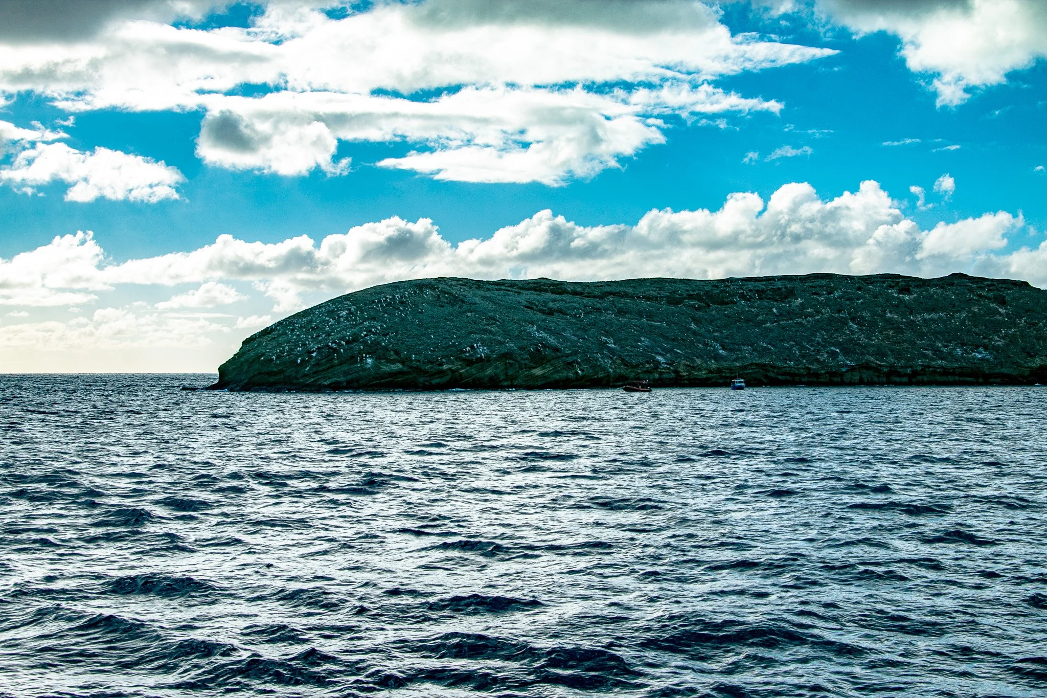 This is the left side of the crescent entrance to Molokini crater as you approach the snorkeling spot.