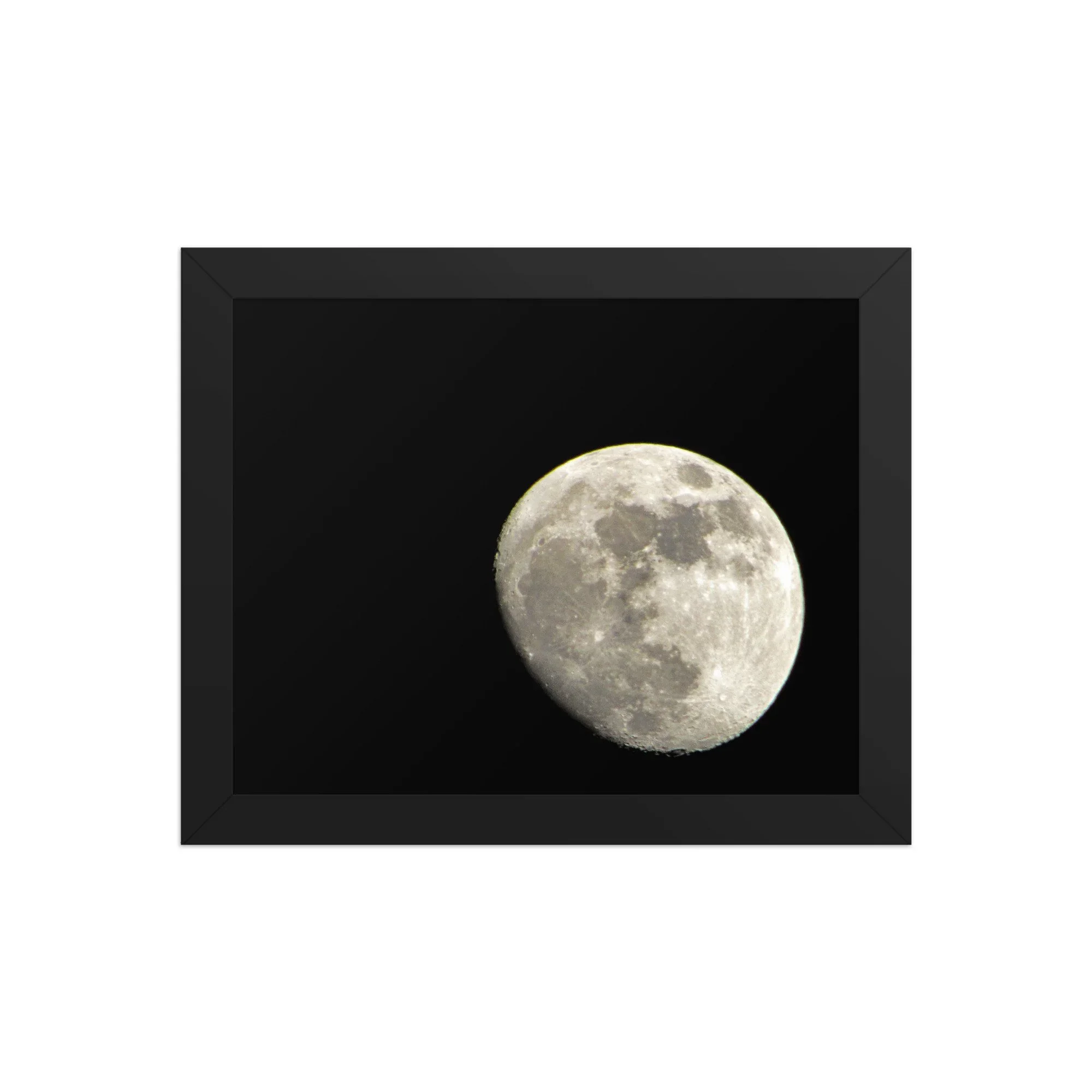 Black and white moon over Kīhei Maui framed wall art featuring a calm night sky scene for coastal and minimalist interior decor