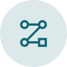 Transparent teal-colored circle with zig-zag icon overlaid