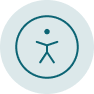 Transparent teal-colored circle with an accessibility icon overlaid