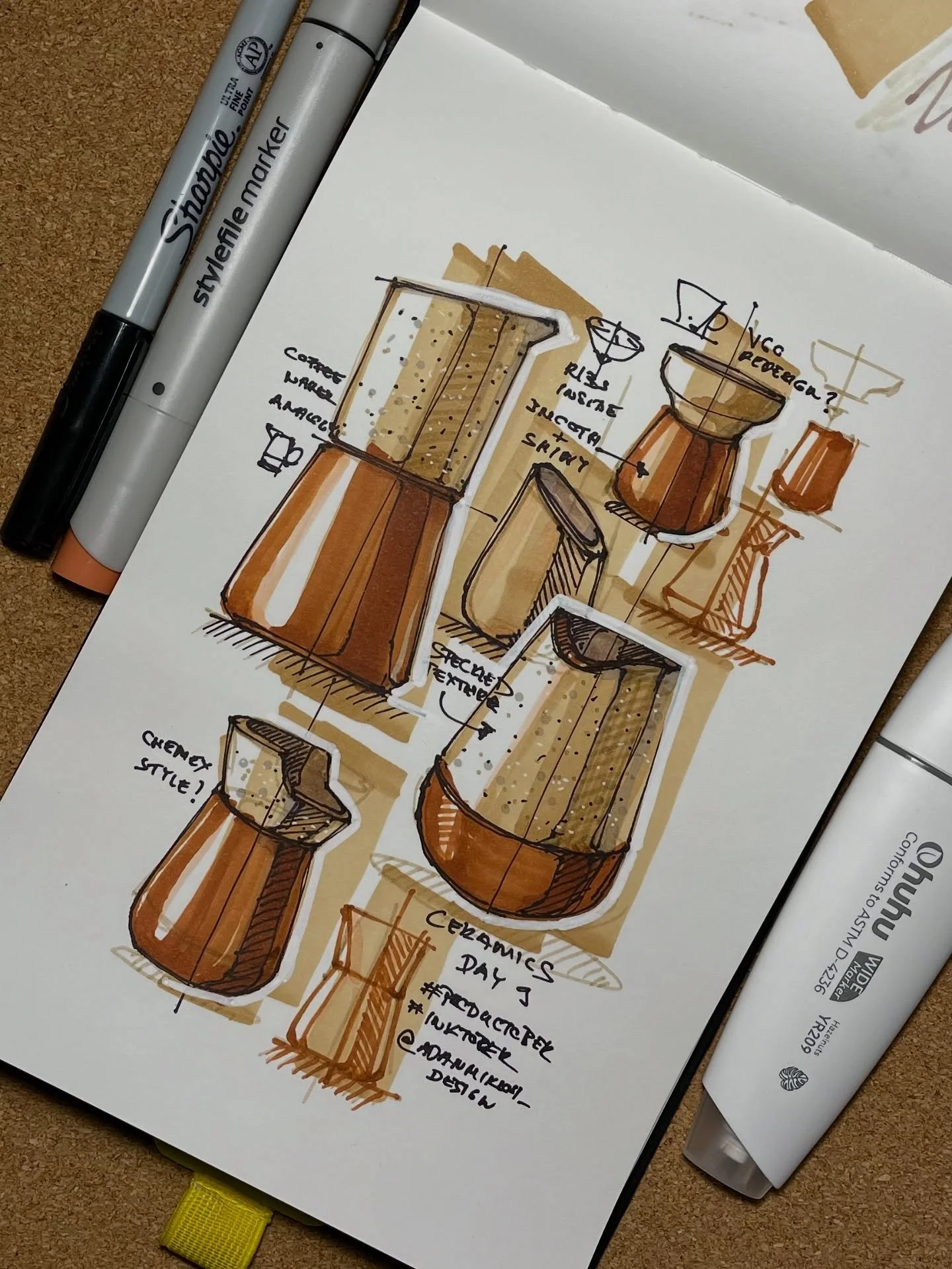 Day 9 of @productober_ ceramics! Explored a few coffee-related shapes today, from pour-over brewers to carafes with subtle material contrasts. Tried to keep it warm, textured, and handmade in spirit probably the coziest palette so far. What do you th