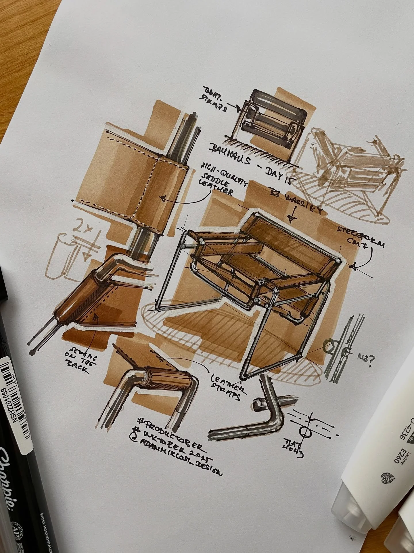 Day 15 of @productober_ Bauhaus. Sketched the iconic Wassily Chair by Marcel Breuer in the Bauhaus. Proud moment too, as Breuer was Hungarian 🇭🇺

#productober #inktober #inktober2025 #designsketching #industrialdesign #productdesign #bauhaus #marce