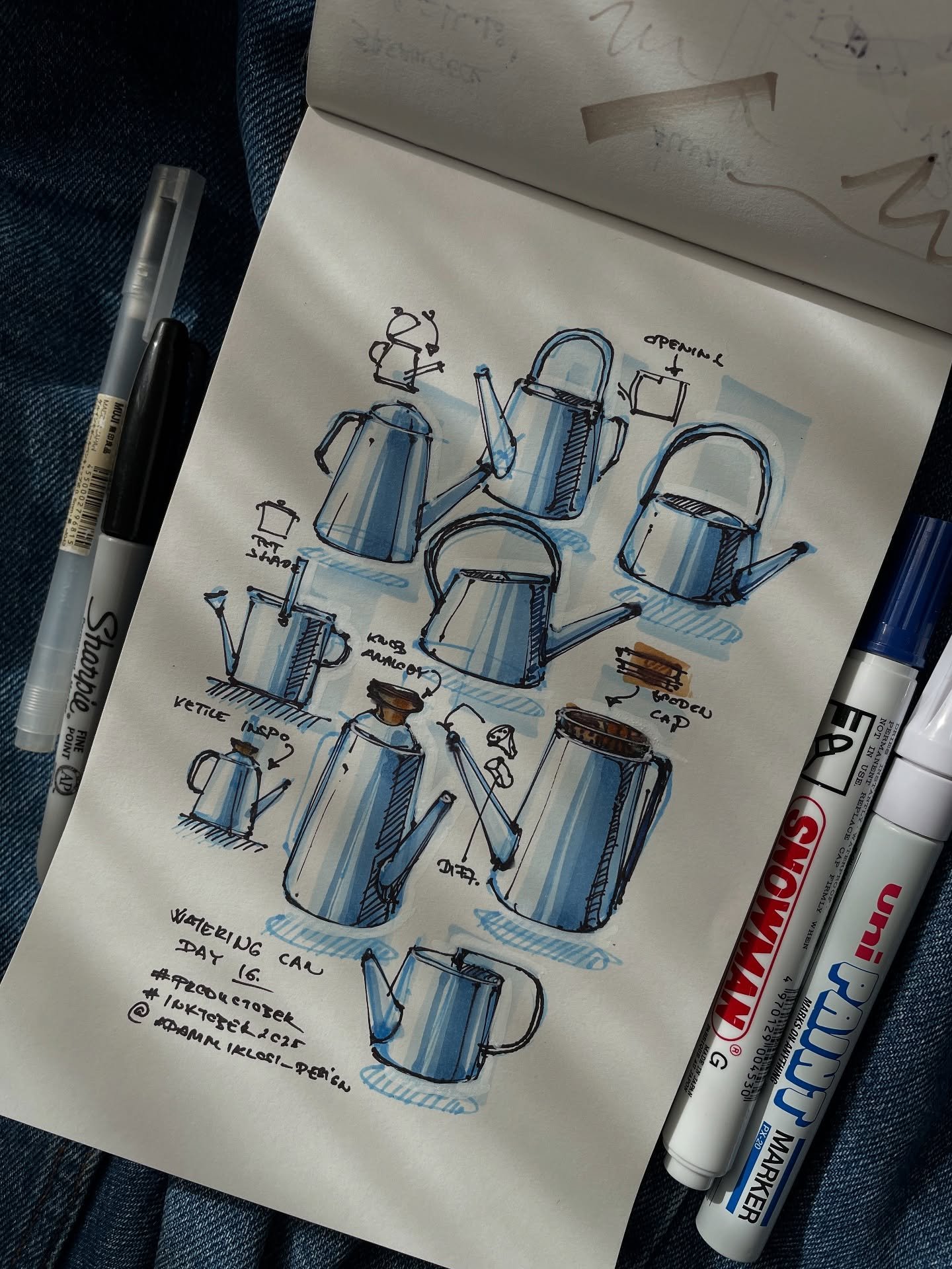 Day 16 of @productober_ watering can. Explored some classic forms inspired by kettles and enamel jugs, mixing soft geometry with simple, functional details. Blue tones felt right for the theme&hellip; calm, utilitarian, and a bit nostalgic.

#product