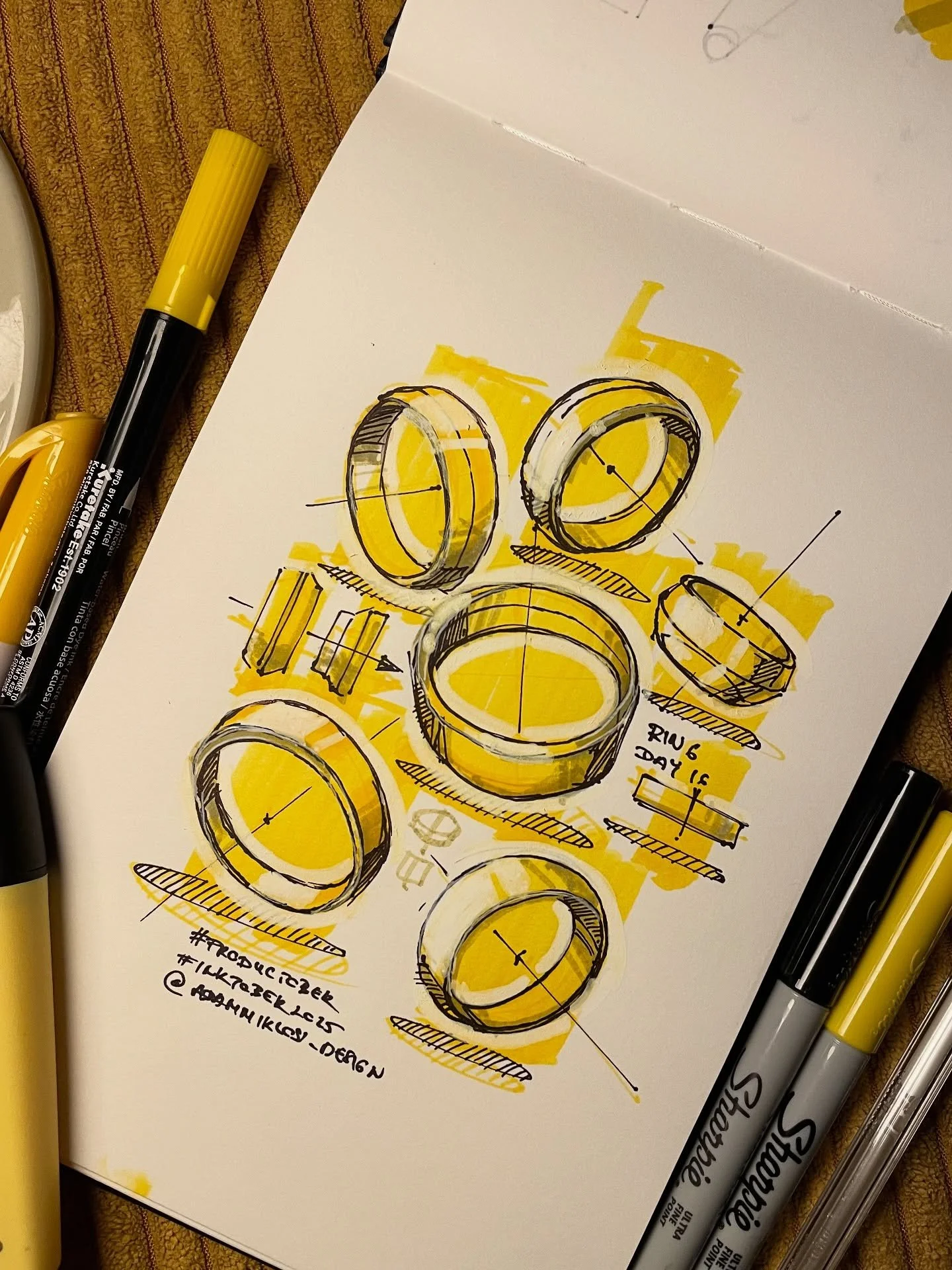 Day 18 of @productober_ ring
Kept it bold and geometric today, focusing on volume and reflection instead of fine detail&hellip; sketching ellipses are already a challenge 😅

#productober #inktober #inktober2025 #designsketching #industrialdesign #pr