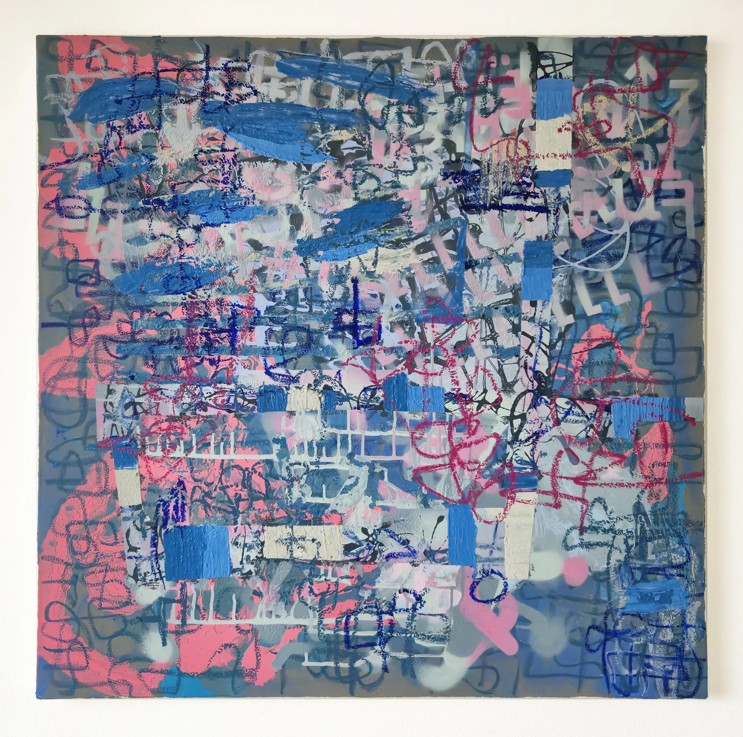  inFinite Mirror - 3
(reStructure series) 2025
oil paint, oil pastel, acrylic paint, spray paint, on canvas, 90 x 90 cm