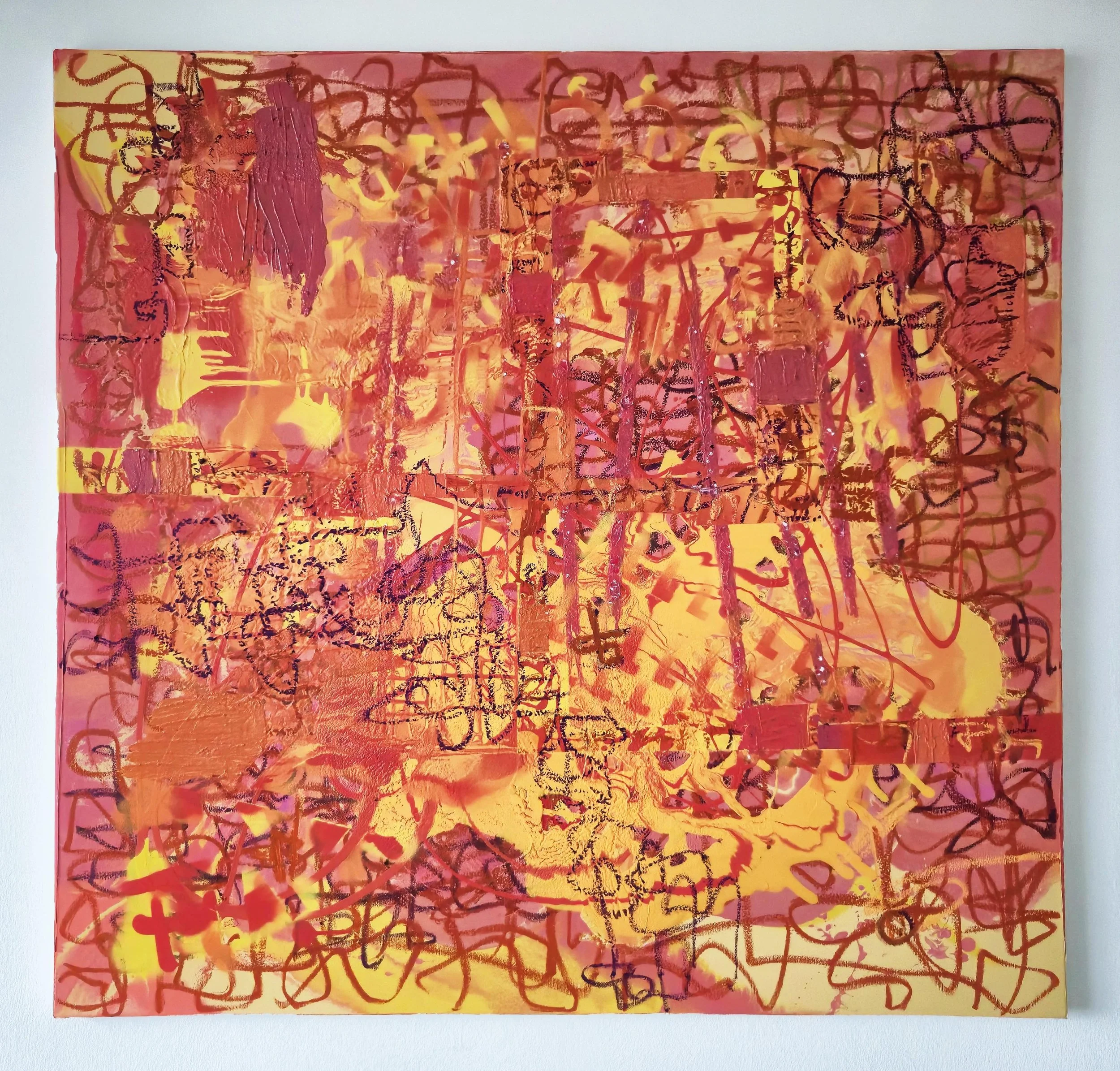  inFinite Mirror - 5
(reStructure series) 2025
oil paint, oil pastel, acrylic paint, spray paint, on canvas, 100 x 100 cm