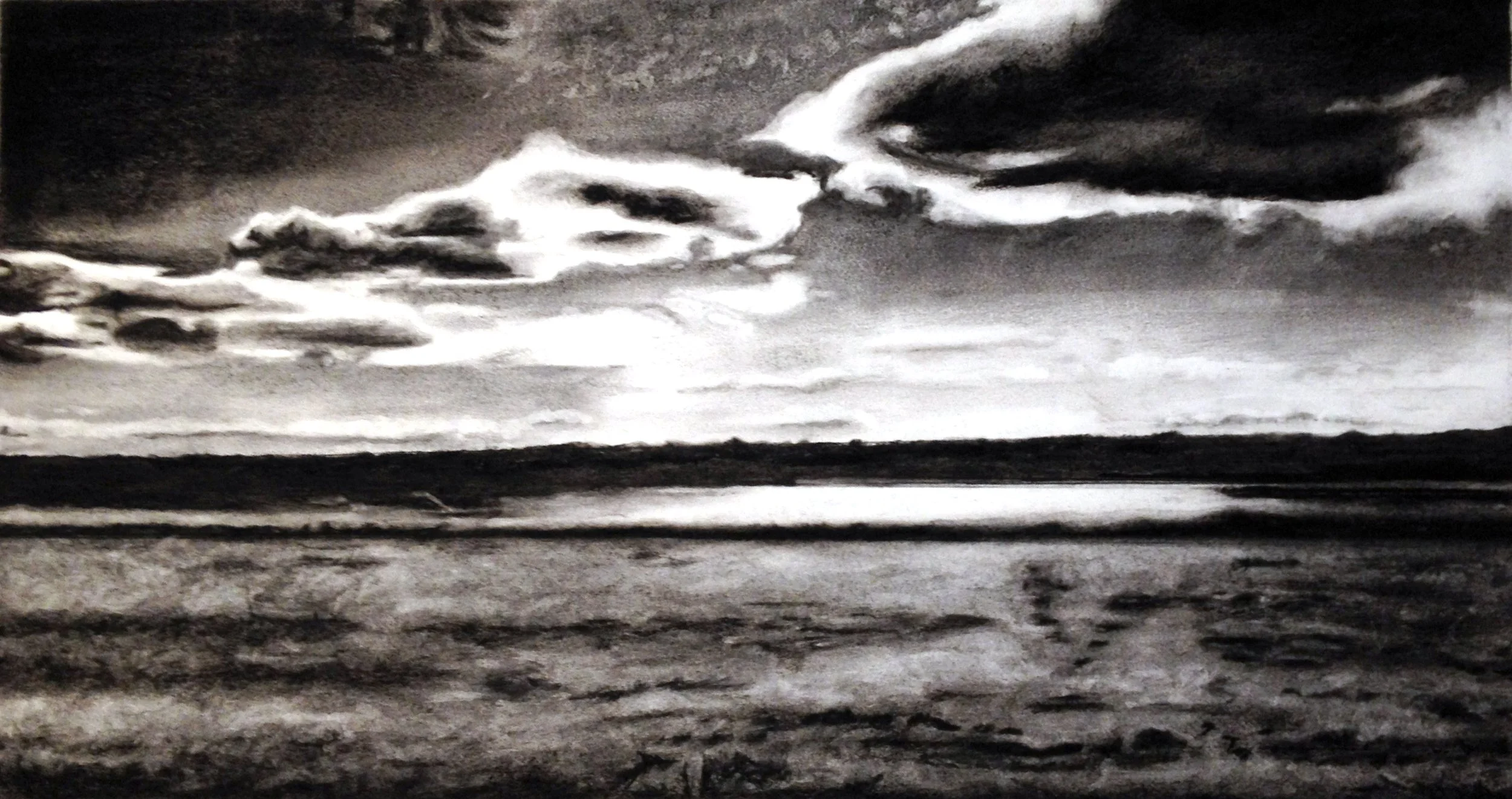 Rt 3, Charcoal on paper, 18" x 36"