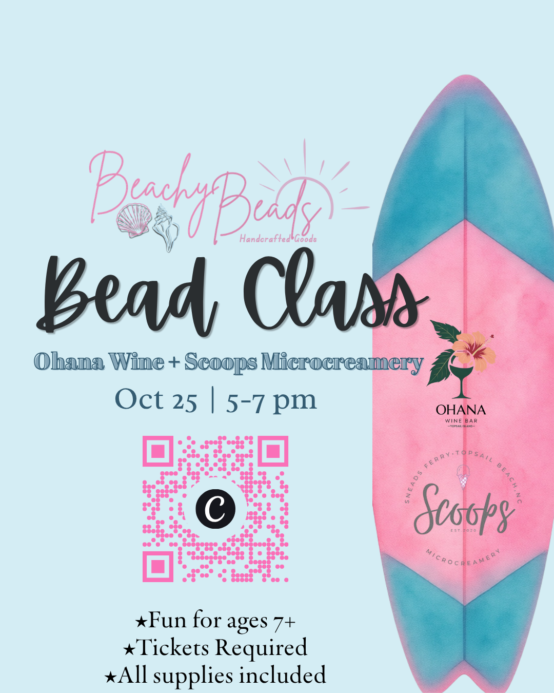 Ohana Wine + Scoops (South Topsail) Bead Class