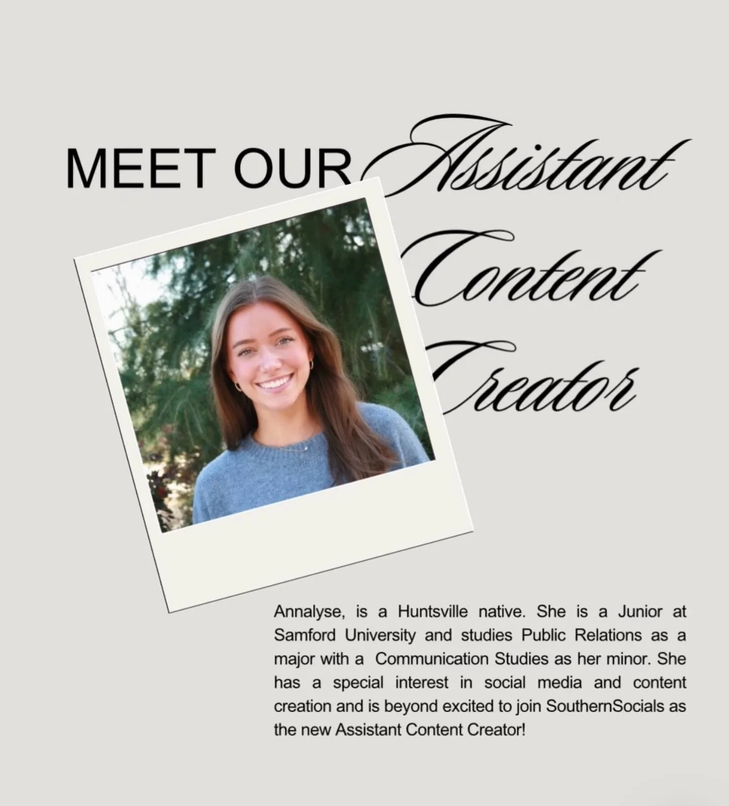 I&rsquo;m so proud and excited to share my New Assistant Content Creator - Annalyse! 🤎

I&rsquo;m so excited you are here and I look forward to watch you grow in the social media world! Looking forward sharing more about her and all her work to yall