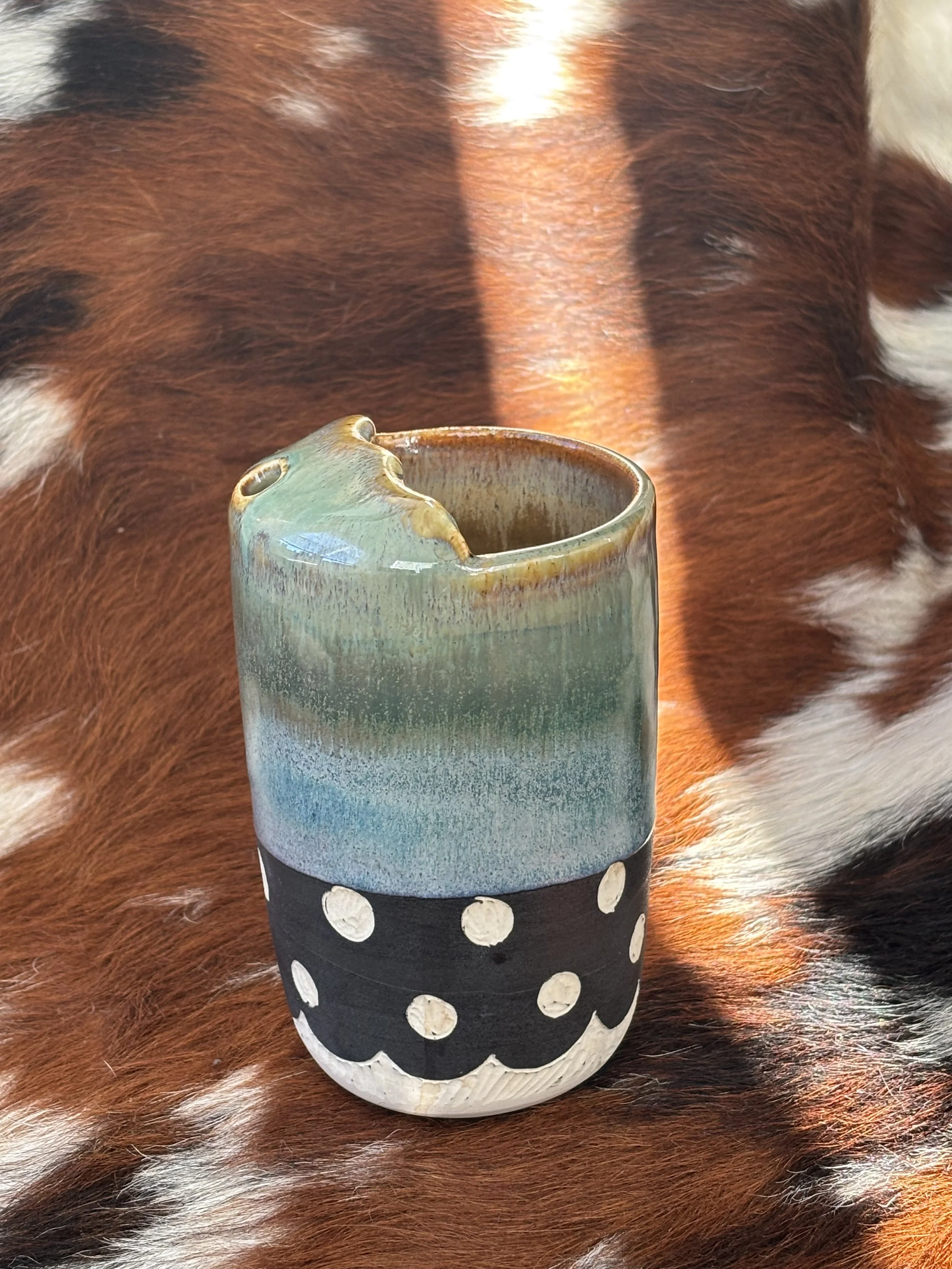 To-Go Sippy Black with White Polka Dots