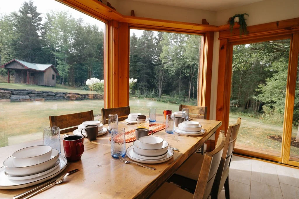 Dining space overlooking the natural surroundings.
