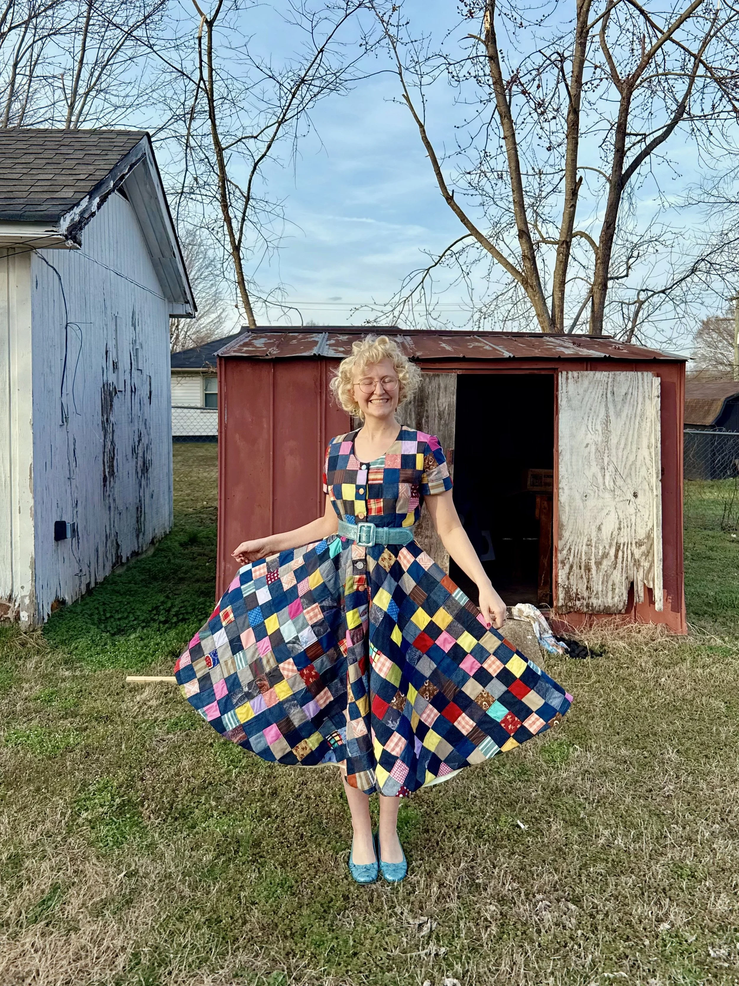 Patchwork Denim Dress: size small