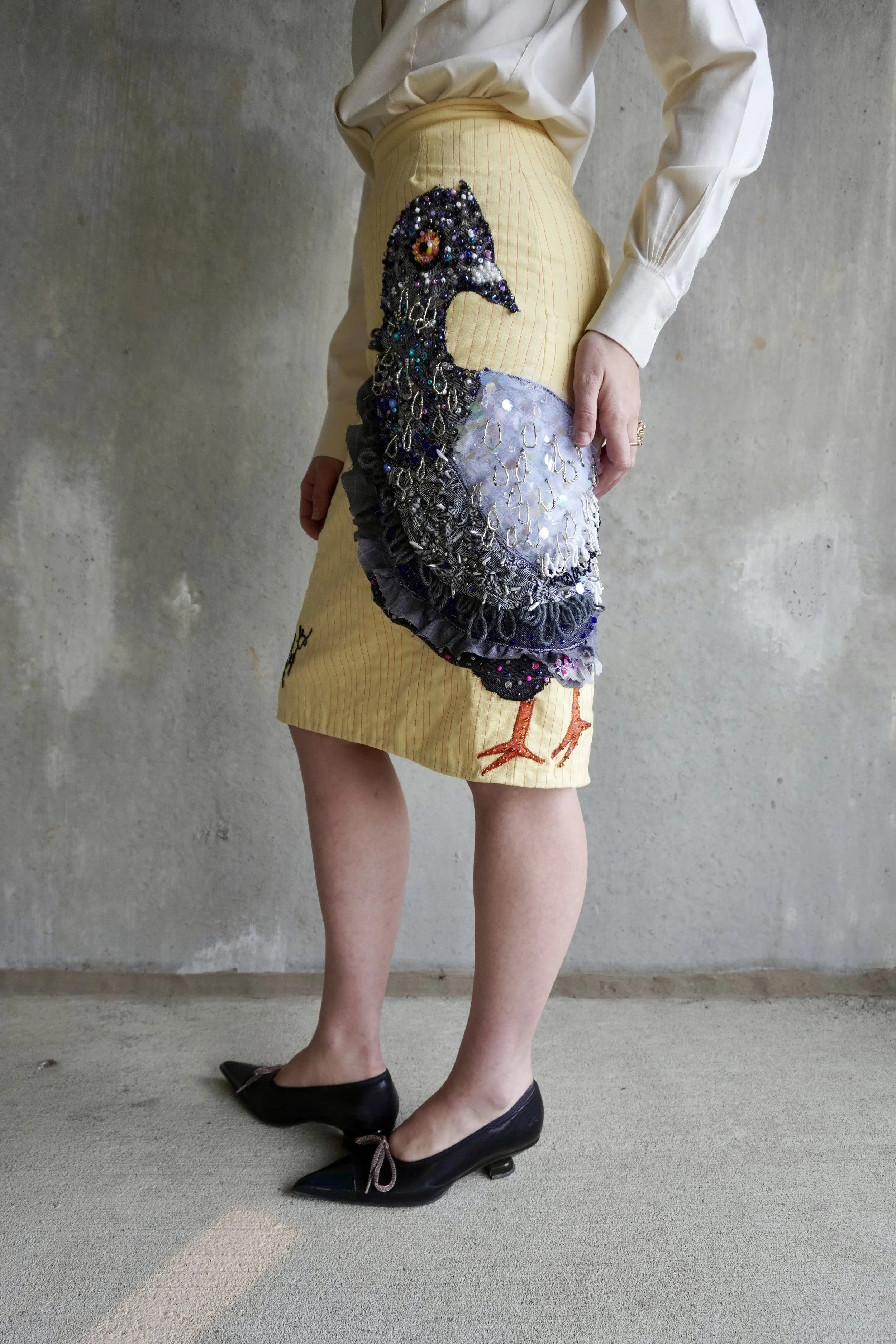 Pigeon Pencil Skirt: size small