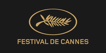 Cannes Film Festival logo with gold pine branch and text.