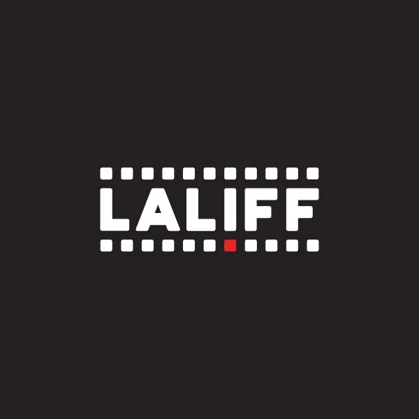 Black background with white squares forming the text 'LALIFF' and a small red square beneath the 'A'.