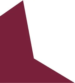 A close-up of a maroon-colored object with a pointed edge, possibly part of a larger item or piece of furniture.