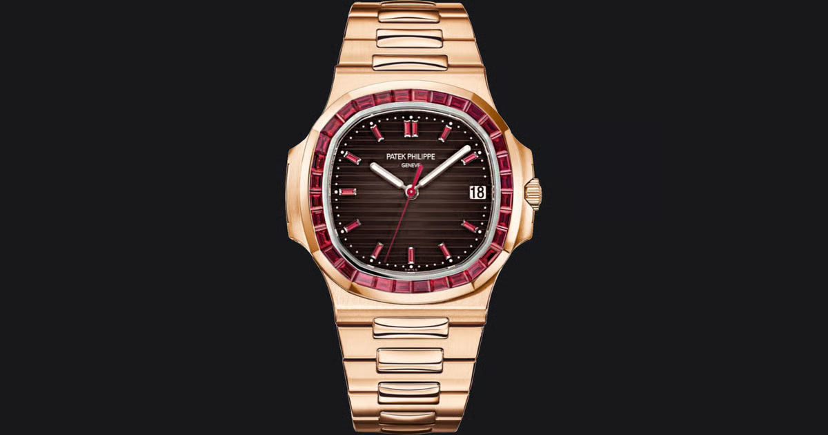 Patek Philippe Nautilus 5723/112R-001 Rose Gold Ruby Bezel Diamond Pavé ...