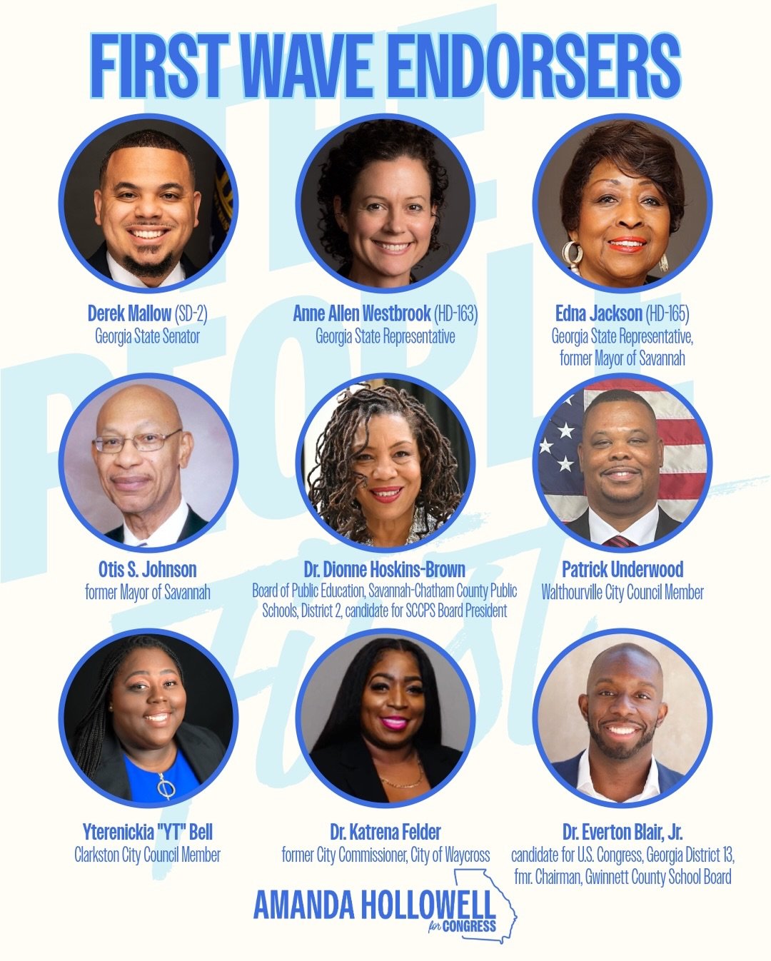 As I travel across the district, it&rsquo;s clear that voters are ready for a representative who puts the people first. I am honored to earn the endorsement of leaders from across the state, and I am grateful to every person who has supported our cam