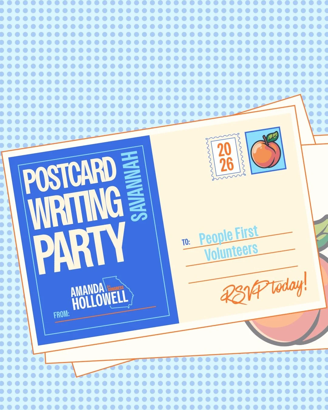 You&rsquo;re Invited ✉️ Join our Postcard Writing Party THIS MONDAY April 13th from 3-5 p.m. in Savannah. RSVP at: bit.ly/AHPostcard