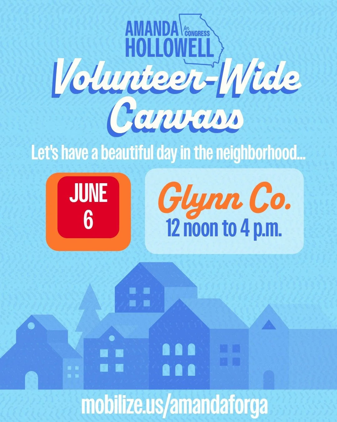 Join us this Saturday as we knock on doors with our friends in Glynn County! When people talk, we listen!

Every door knocked and each voter reached brings us closer to taking back this seat. Our District has the potential to play a real role in repa