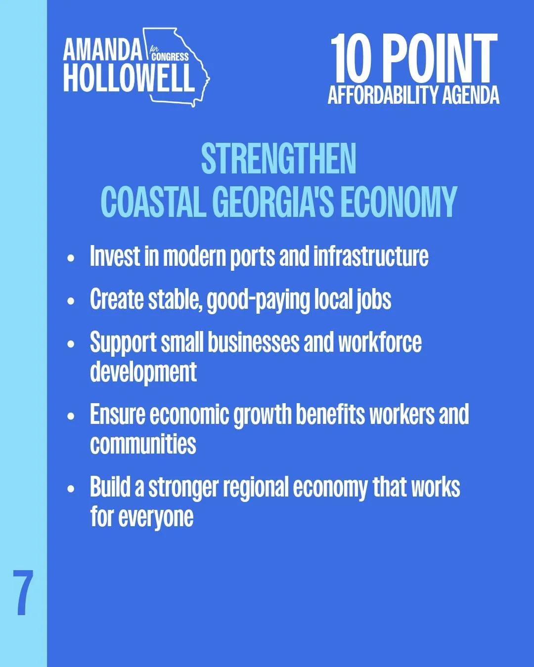 I believe we do not have to choose between economic growth and protecting our communities. Coastal Georgia deserves both strong ports and clean air, safe neighborhoods, protected waterways, and healthy families. A strong economy should work for worke