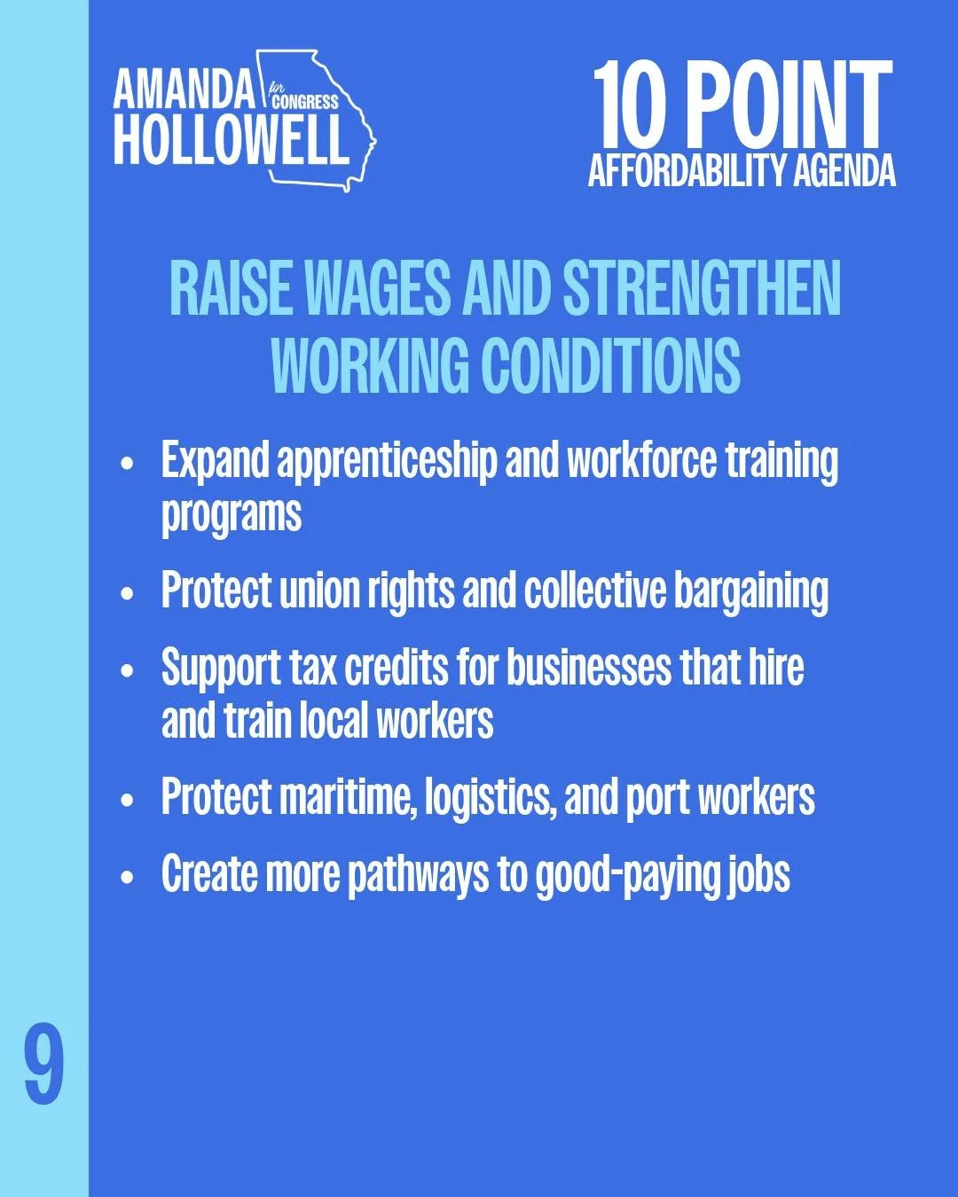 I believe the workers who keep Coastal Georgia running deserve fair pay, safe working conditions, and a real seat at the table while also protecting the health of the communities and environment. 

The workers who power our ports, schools, hospitals,