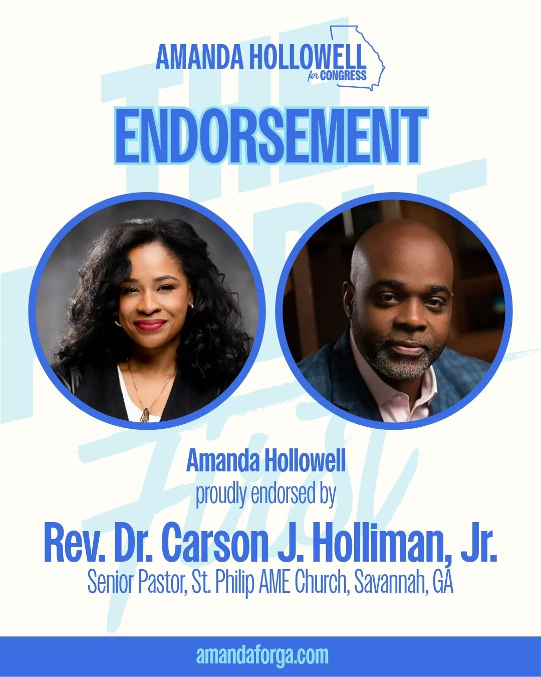 I am honored to receive the endorsement of Pastor @hollimancj 

Pastor Holliman has been a consistent voice for justice, service, and community. Through his leadership and the community town halls he convenes, he creates space for people to come toge