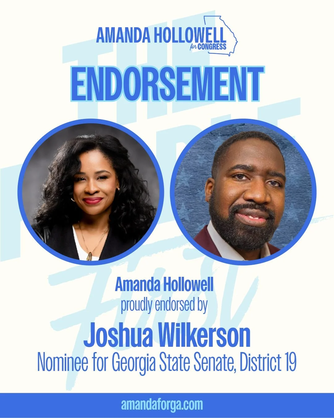 I'm proud to have the endorsement of @joshuaforgeorgiastate.

Joshua understands that public service is about showing up, listening to people, and getting results. Long before I became a candidate, I was working alongside communities across Southeast