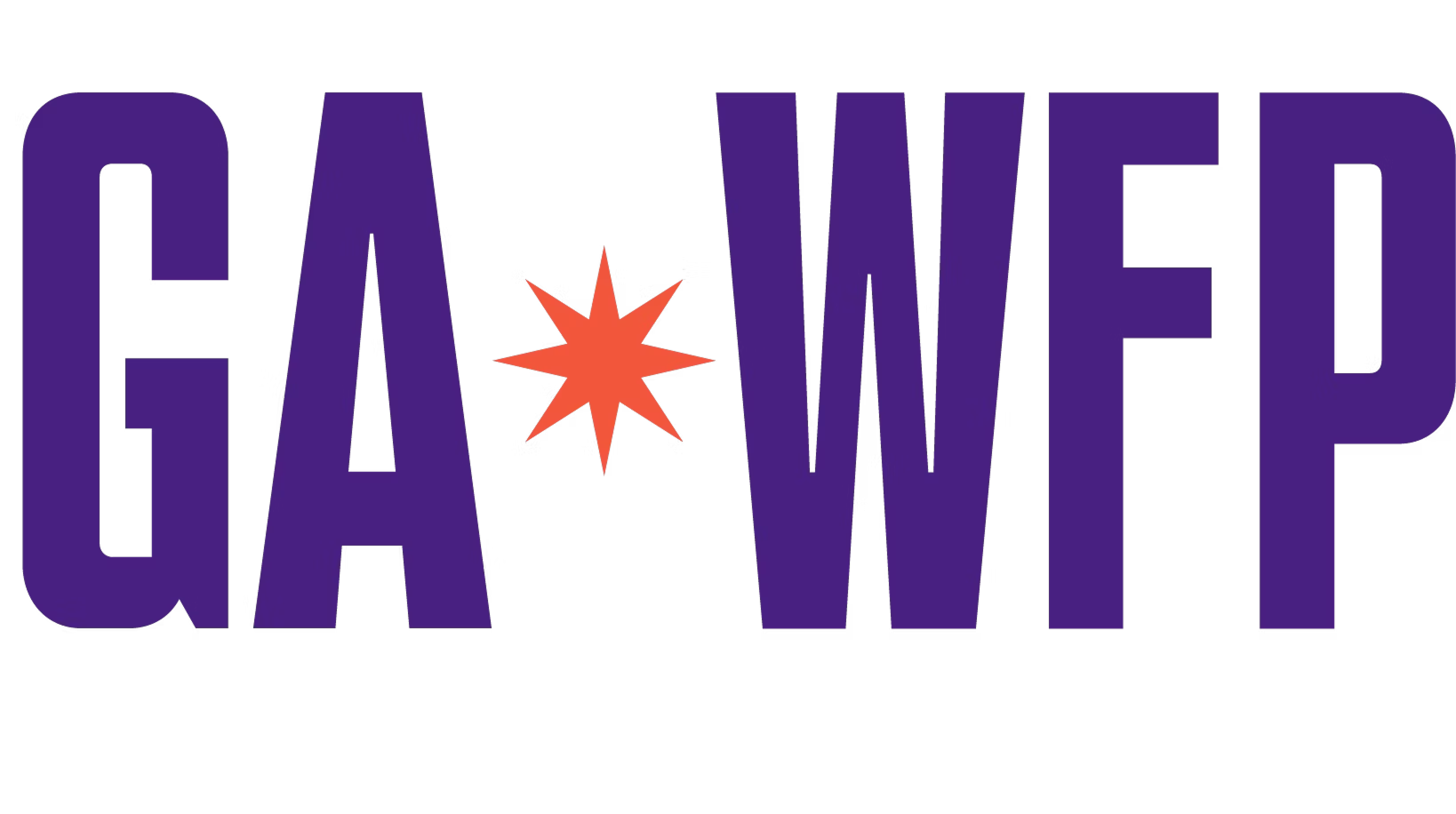 The acronym 'GA WFP' which stands for Georgia's Working Families Party in large purple letters with an orange star in the middle. This is the logo for Working Families Party Georgia.