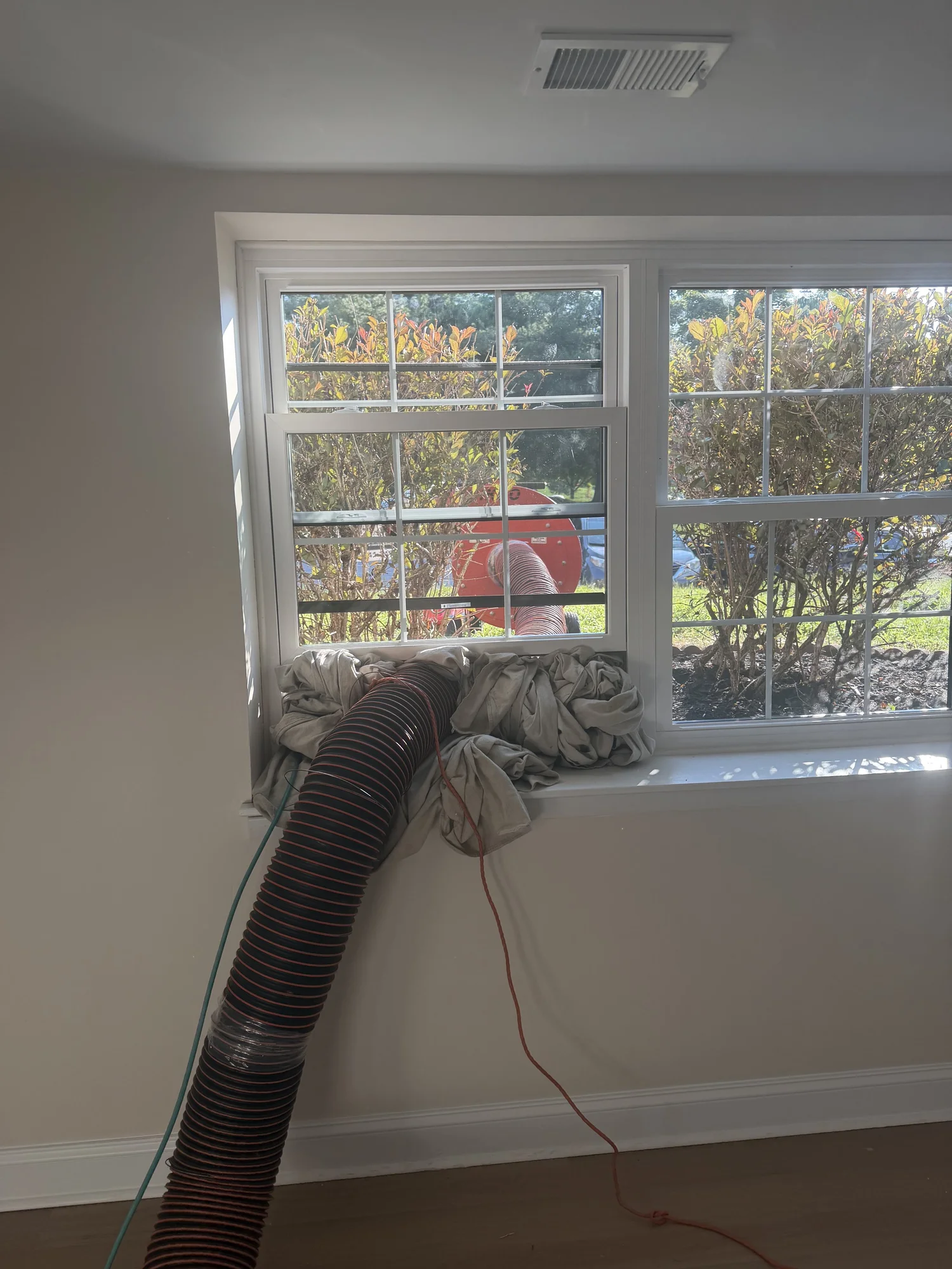 Professional air duct cleaning equipment operating at a Catonsville Maryland home