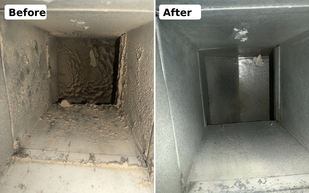 Before and after residential air duct cleaning by Air Duct Pros, Inc. in Catonsville Maryland