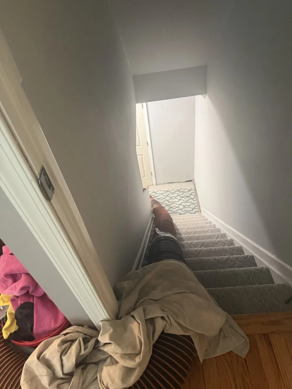 Air duct cleaning hose routed through a Catonsville home by Air Duct Pros, Inc.