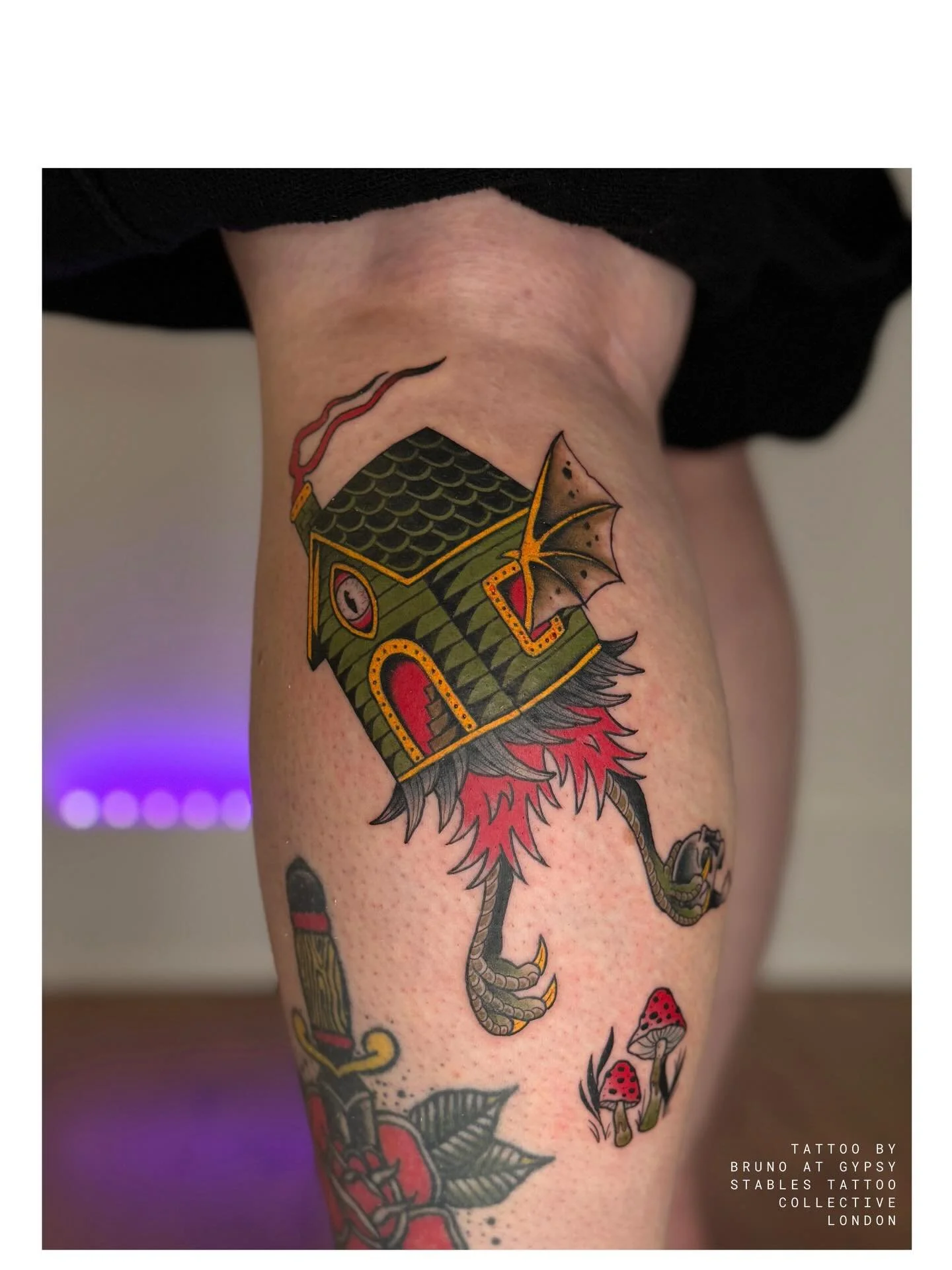 Baba Yaga tattoo by @bruno_jardim_tattooer for @nellymaus | February 2026 | Done at our central London tattoo studio