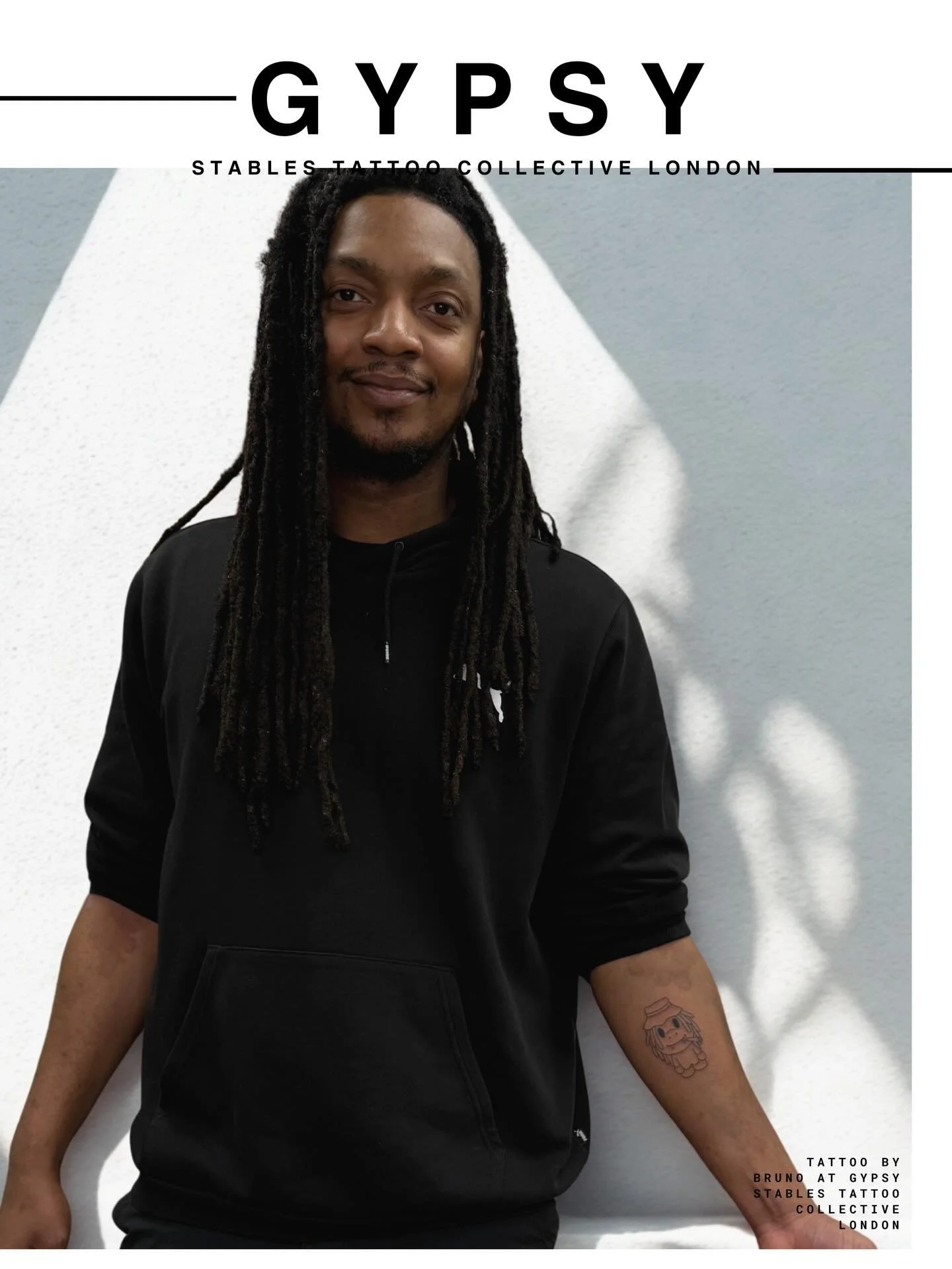 Tattoo by @bruno_jardim_tattooer | Rasta t-Rex tattoo - bold traditional outline | Faces@gypsy 2026