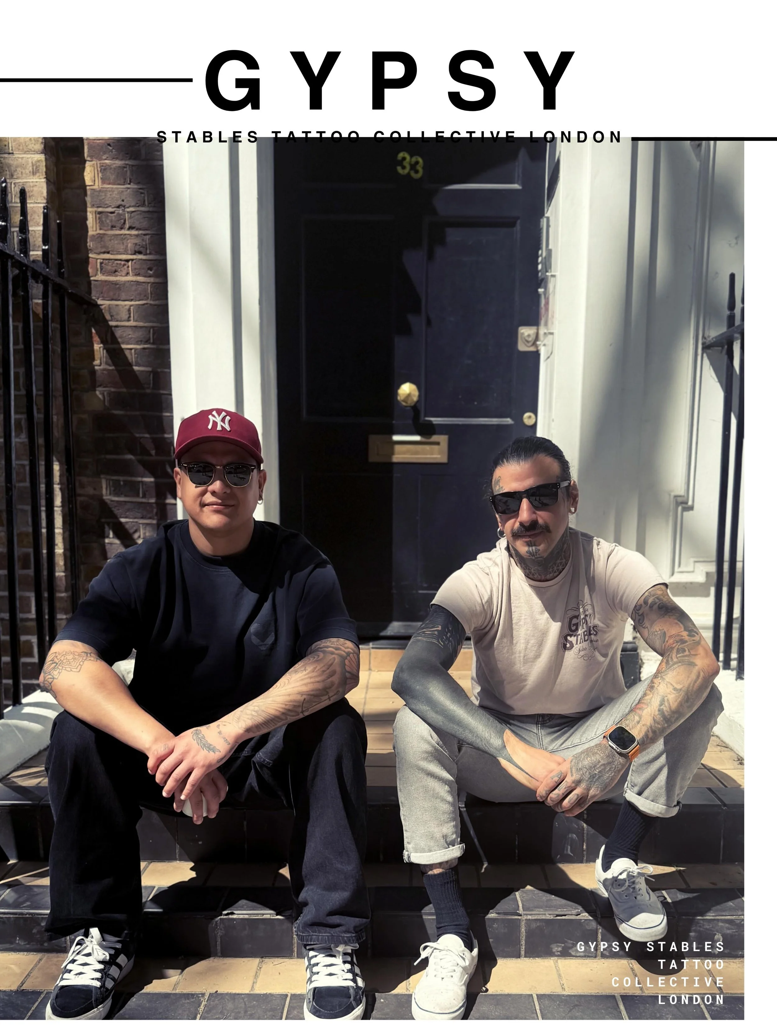 @bruno_jardim_tattooer and @nicktattoo.g catching some rays on Percy street in between appointments | Pop by and say hi | Open for walk in tattoos and piercings 7 days a week Central London