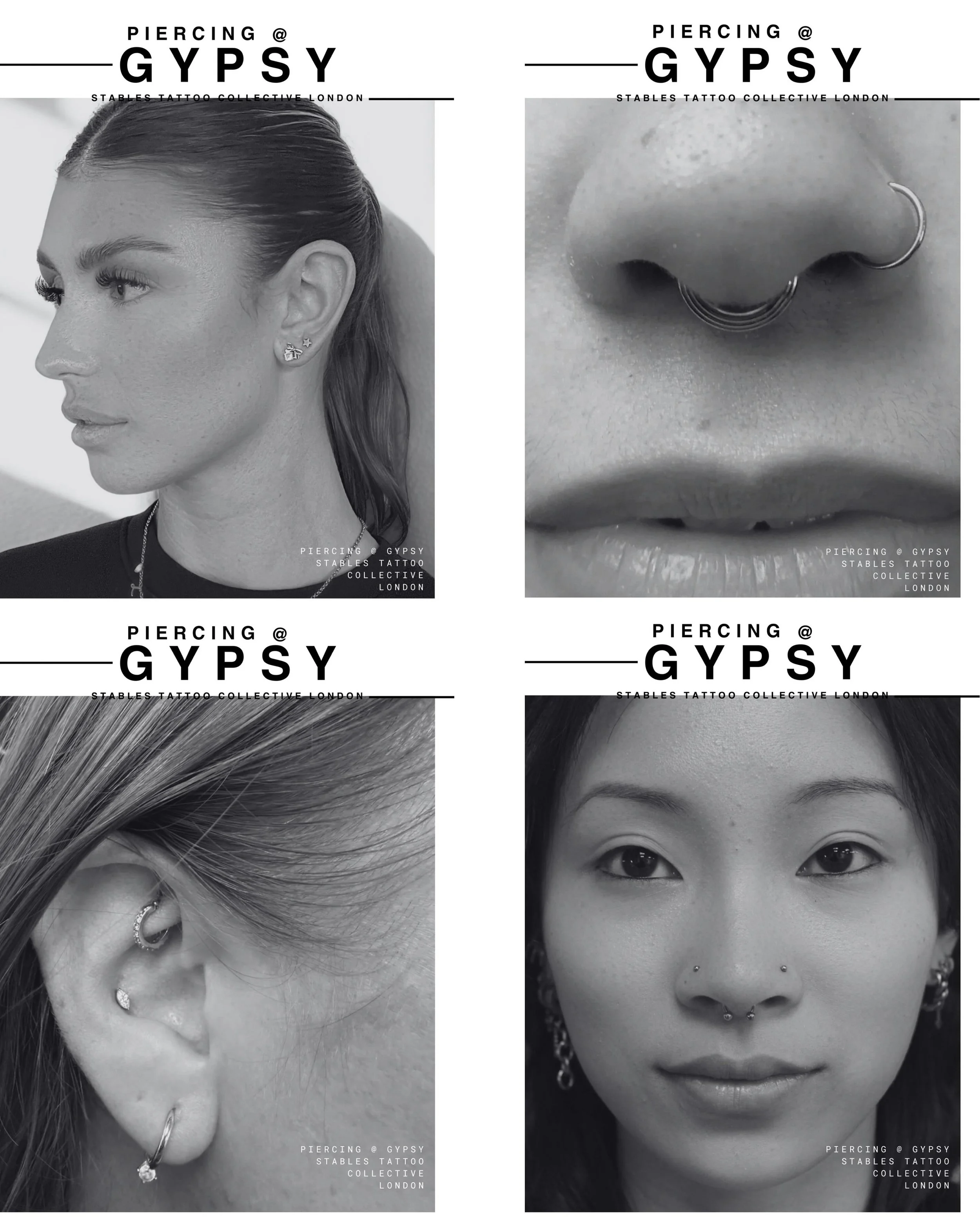 Piercing @ Gypsy | Central London piercing studio | Top rated, since 2011, walk-in appointments 7 days a week | Experienced piercers, beautiful jewellery 

@maddies.piercings.pmu 
@sophiestabz 
@matipierceress 

Lobe piercing, helix piercing, forward