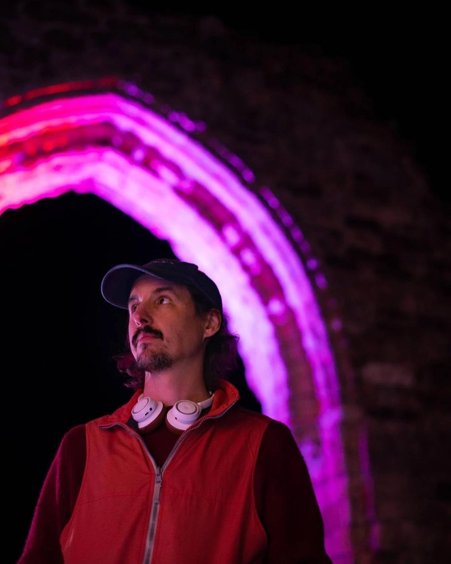 Peter in front of the arch - Concert at the Castle. It&rsquo;s been a month since the incredible collaborative event with @tuft.arts at @hastingscastle1066 . Peter was invited to create an immersive light experience at the castles first ever evening 