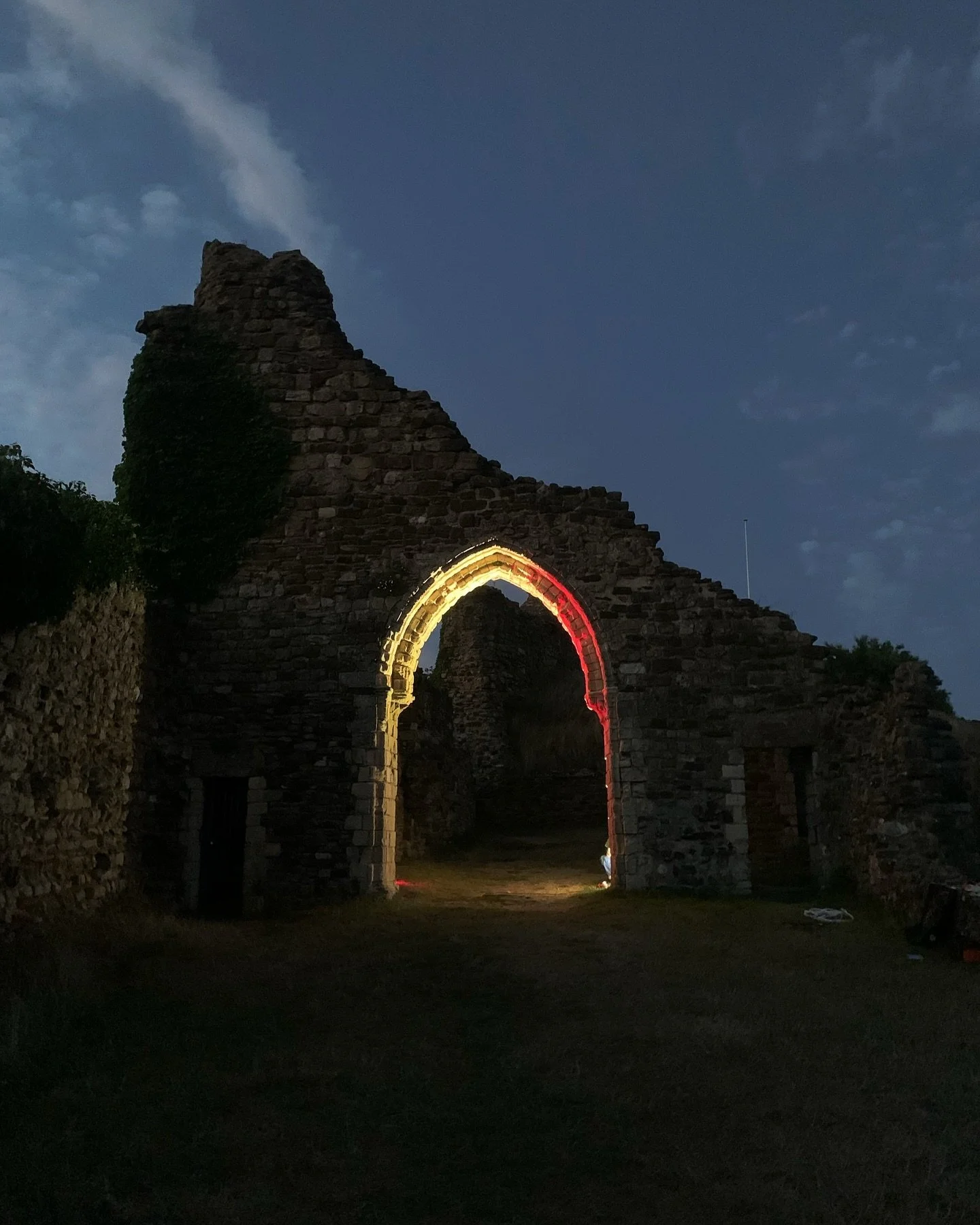 Concert at the Castle. It&rsquo;s been a month since the incredible collaborative event with @tuft.arts at @hastingscastle1066 . Peter was invited to create an immersive light experience at the castles first ever evening event. The performances were 