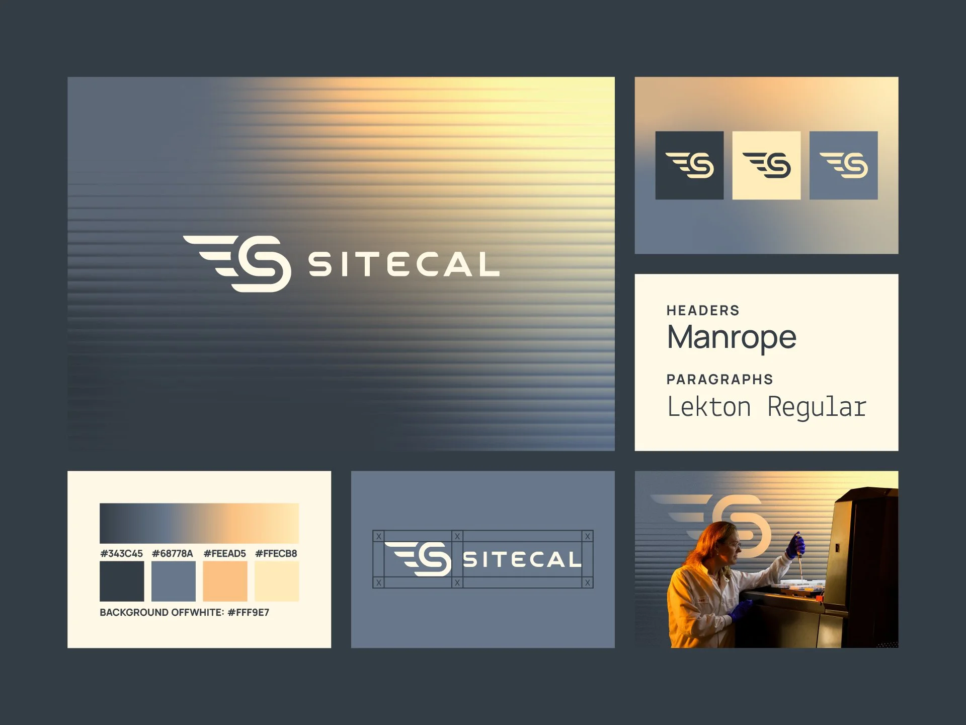 SiteCal brand identity design - bento grid