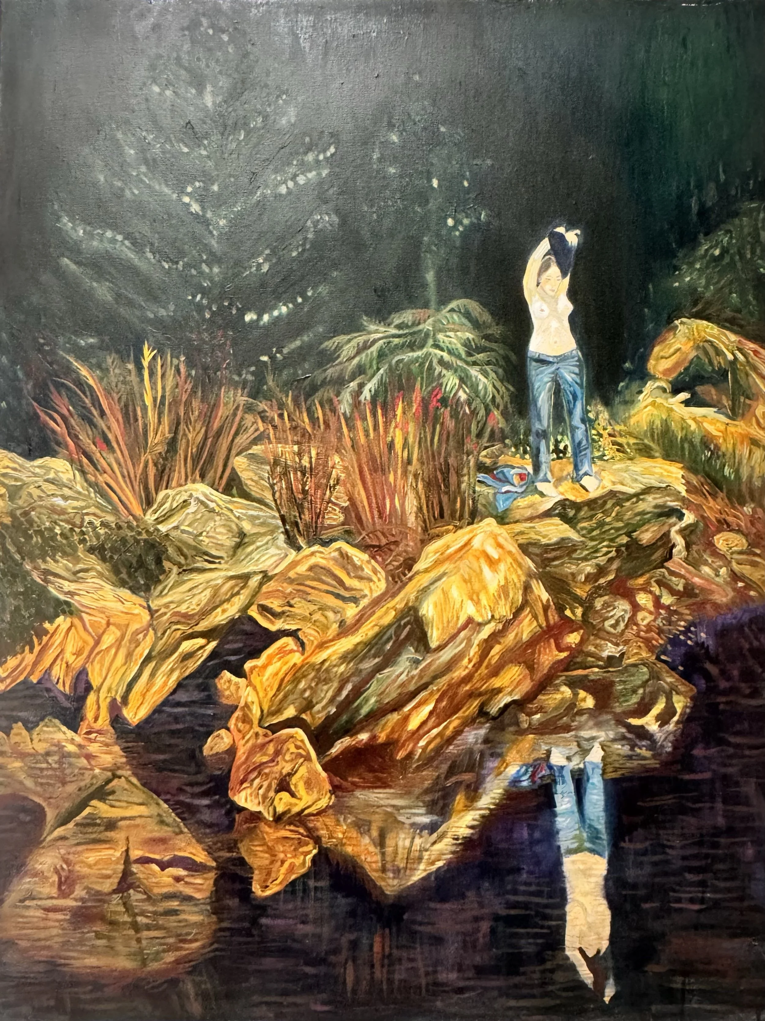 Water - Reflection, oil on Canvas 92x 72 cm