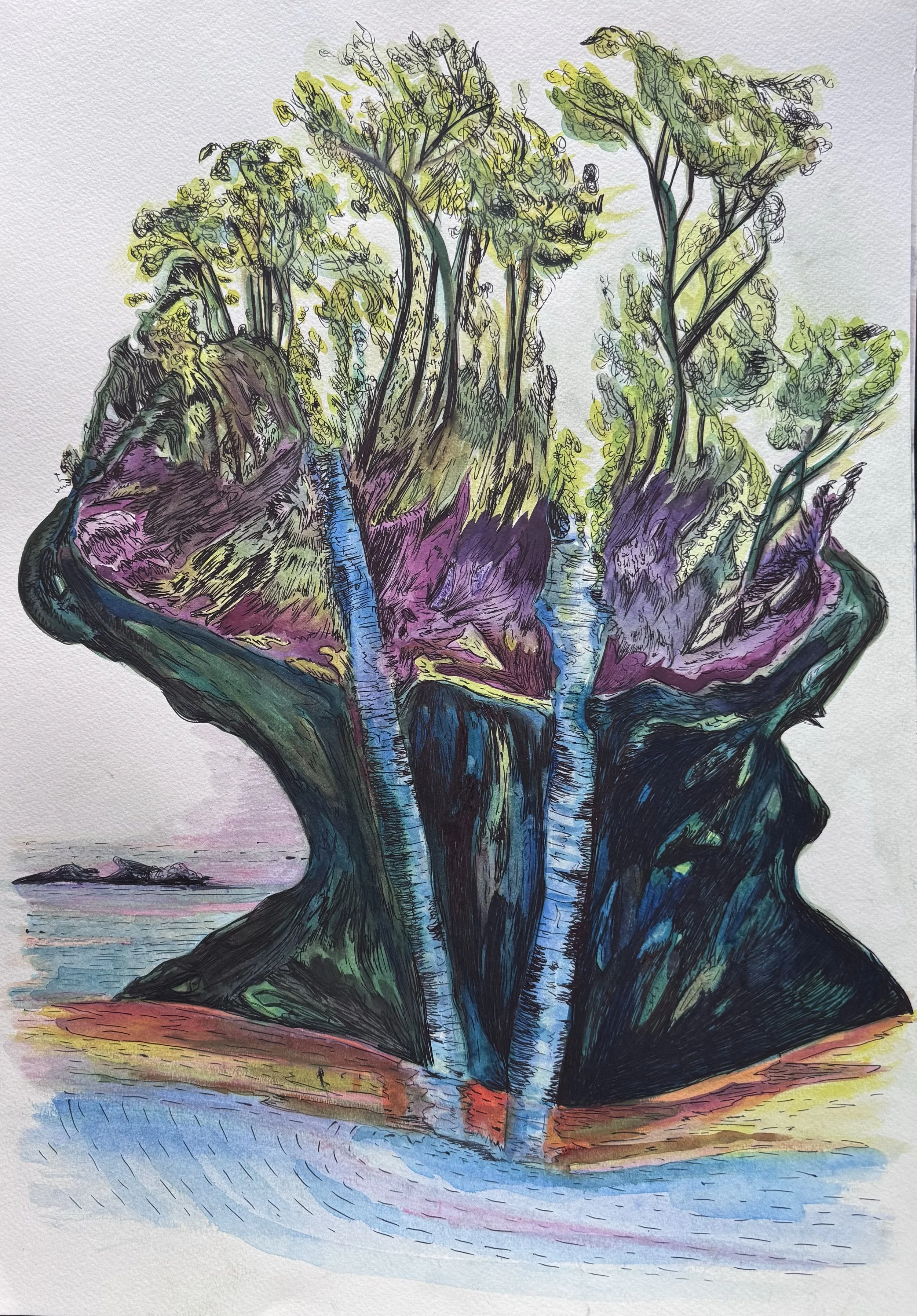 All there is .Island.3 Watercolour  and Ink. 
594 x420mm