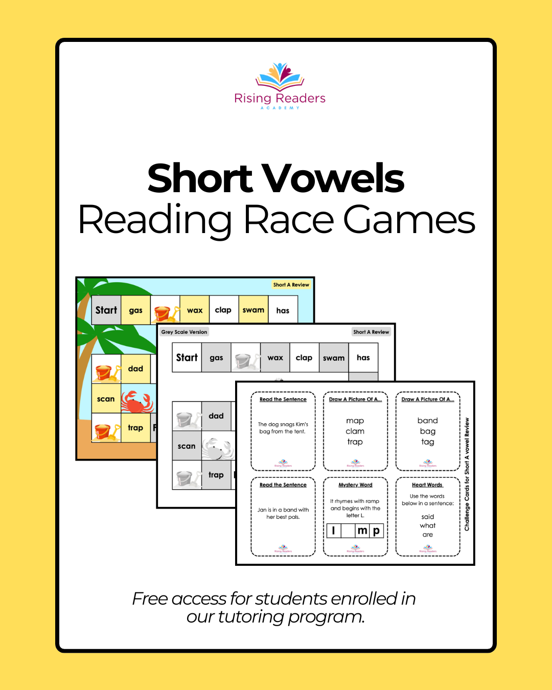 Reading Race Games (Short Vowels Review) - PDF